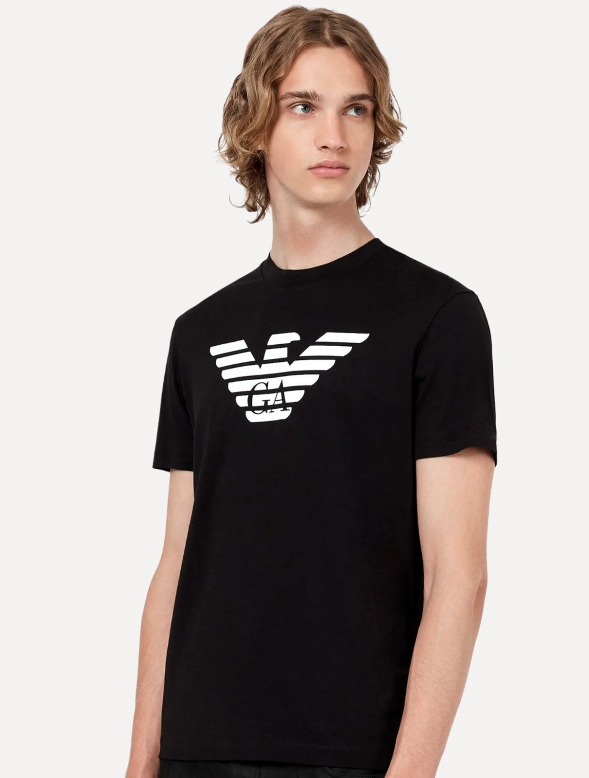 Camiseta Empório Armani Masculina Essential Pima Big Logo Preta