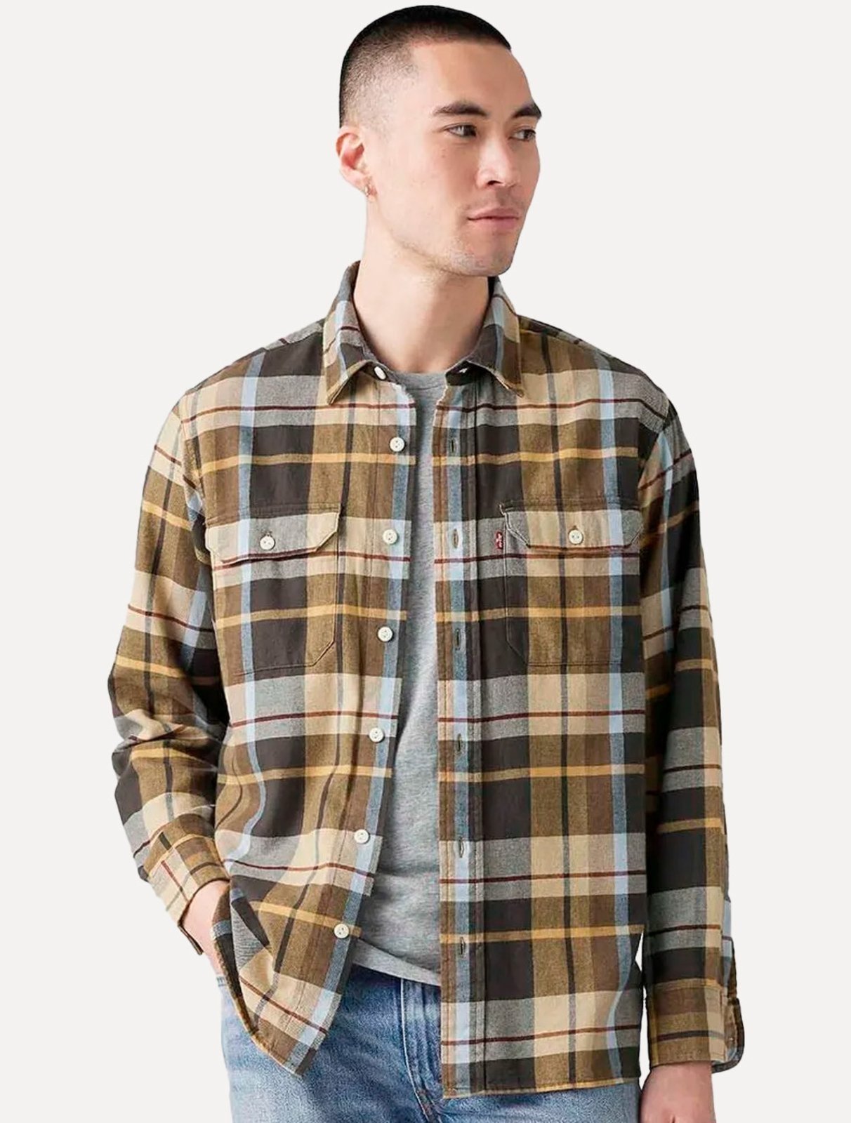 Vista 2 Camisa Levis Masculina Classic Worker Marrom xadrez Levis xadrez
