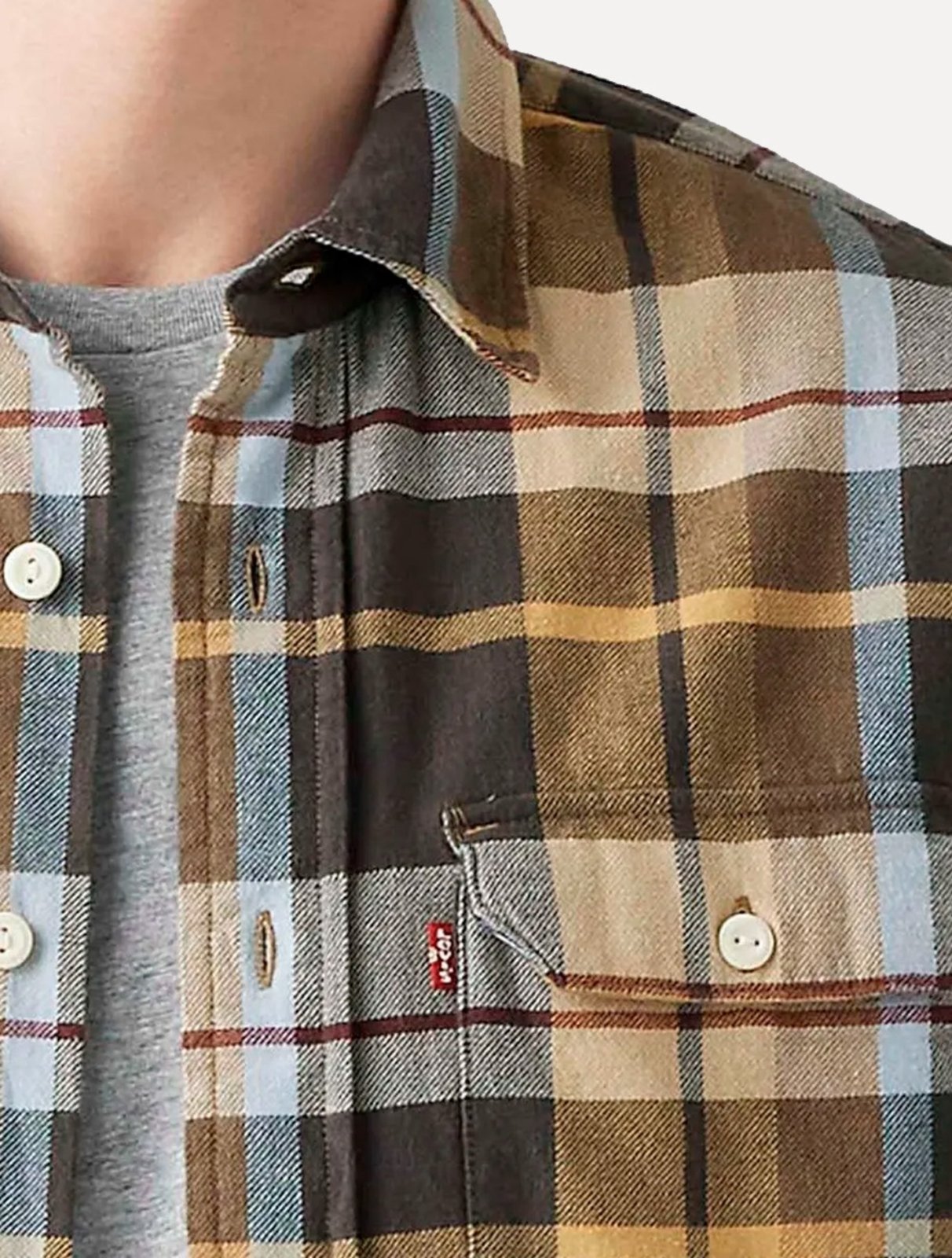 Vista 3 Camisa Levis Masculina Classic Worker Marrom xadrez Levis xadrez