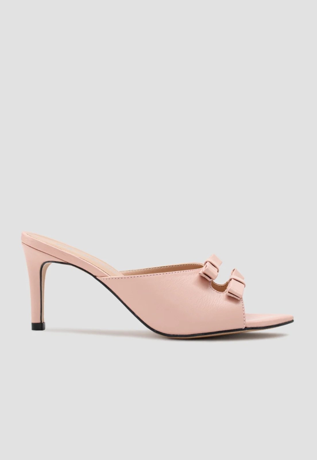 Tamanco Laço Couro Rosa Claro CBK Salto Fino 9cm