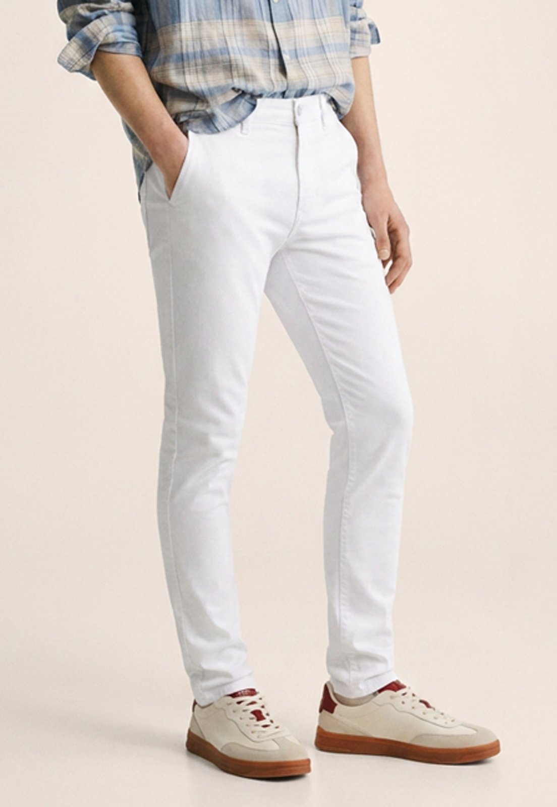 Calça Sarja Masculina Slim Branca com Elastano Confortável Branco