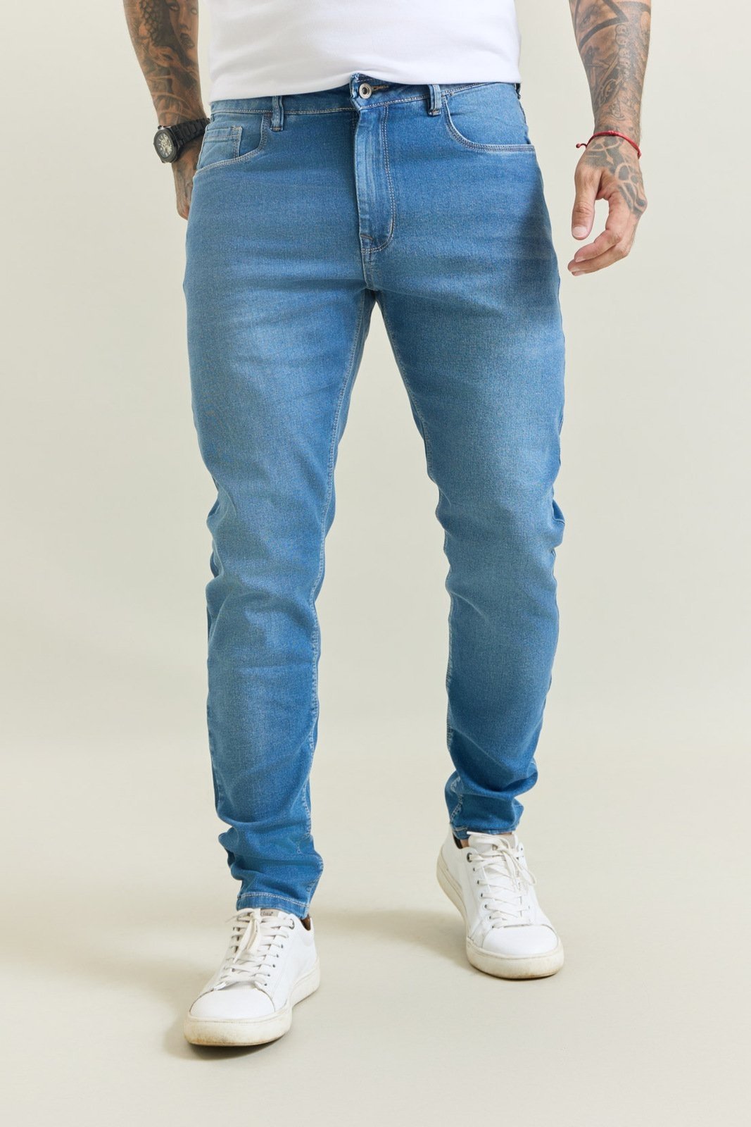 Calça Jeans Skinny Masculina Lavagem Media Dialogo Azul