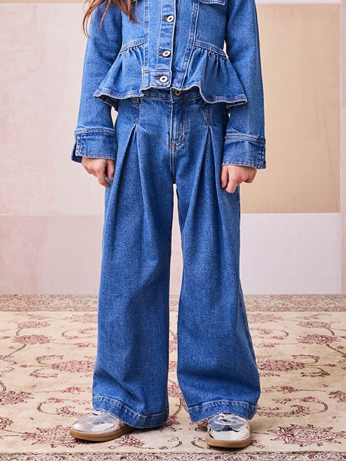 Infantil - Calça Jeans Wide Leg com Pingente