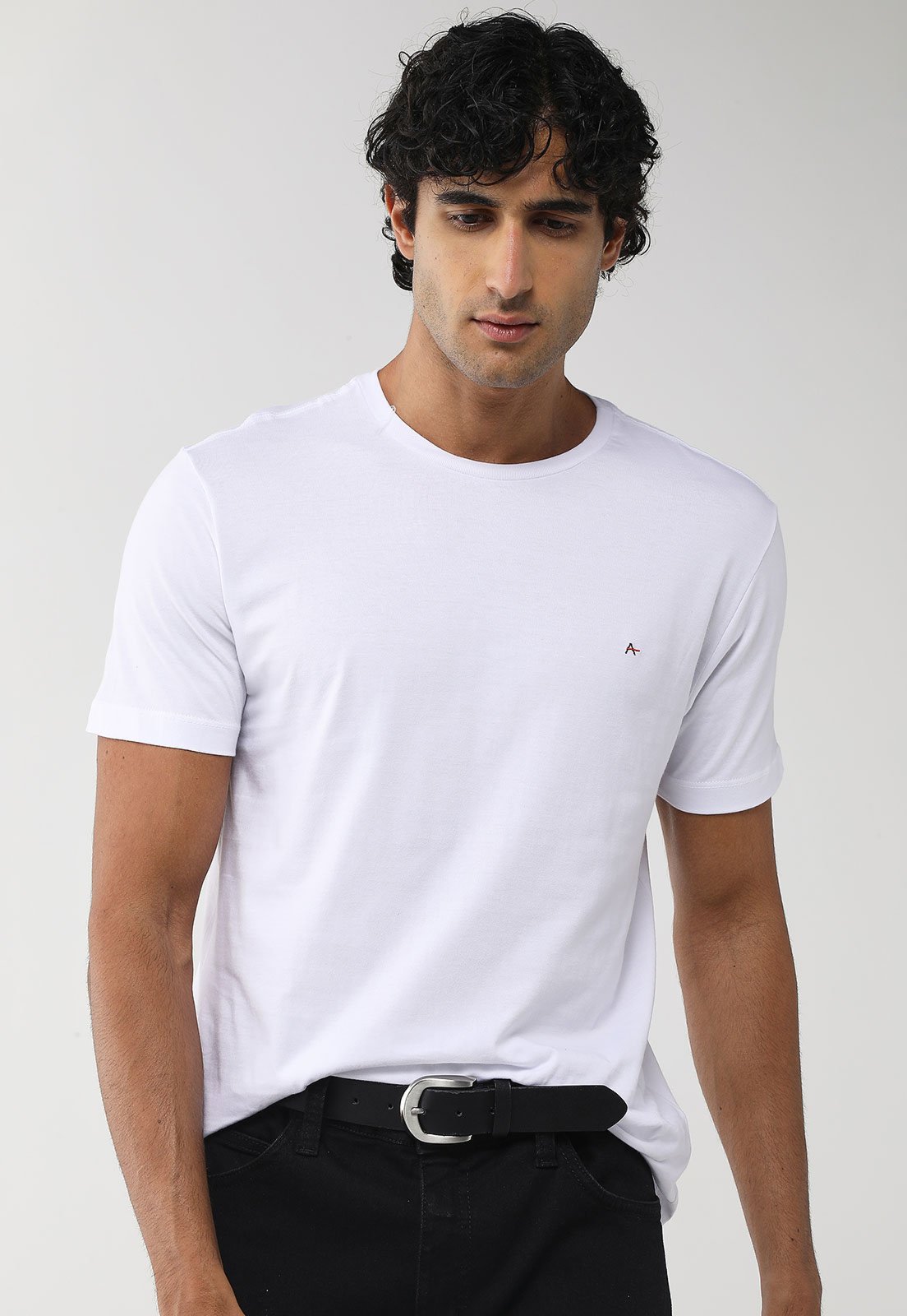 Camiseta Masculina Aramis Logo Bordado Branca
