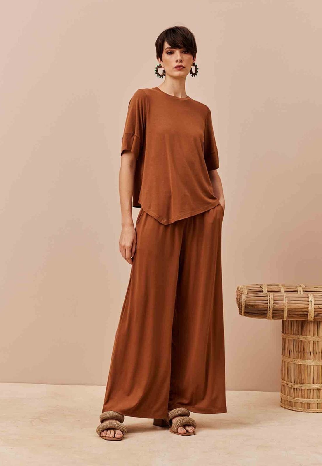 Calça Pantalona CaCay Malha Lisa
