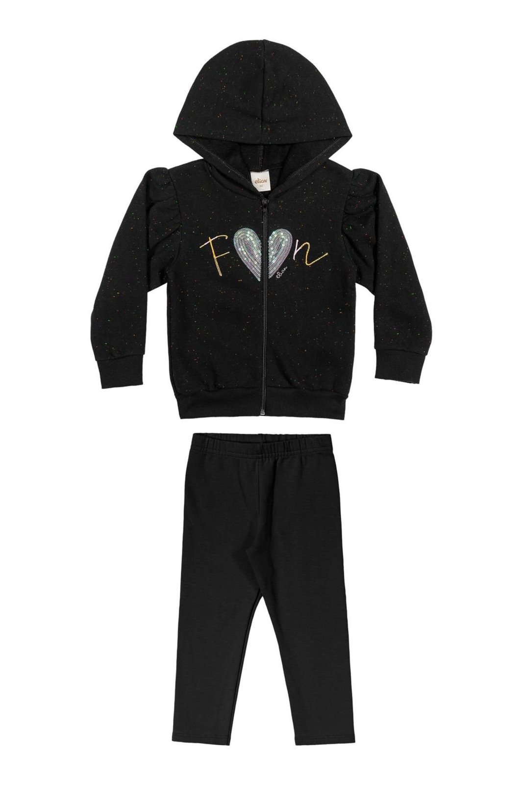 Infantil - Conjunto Menina Lantejoulas Fun Elian Preto