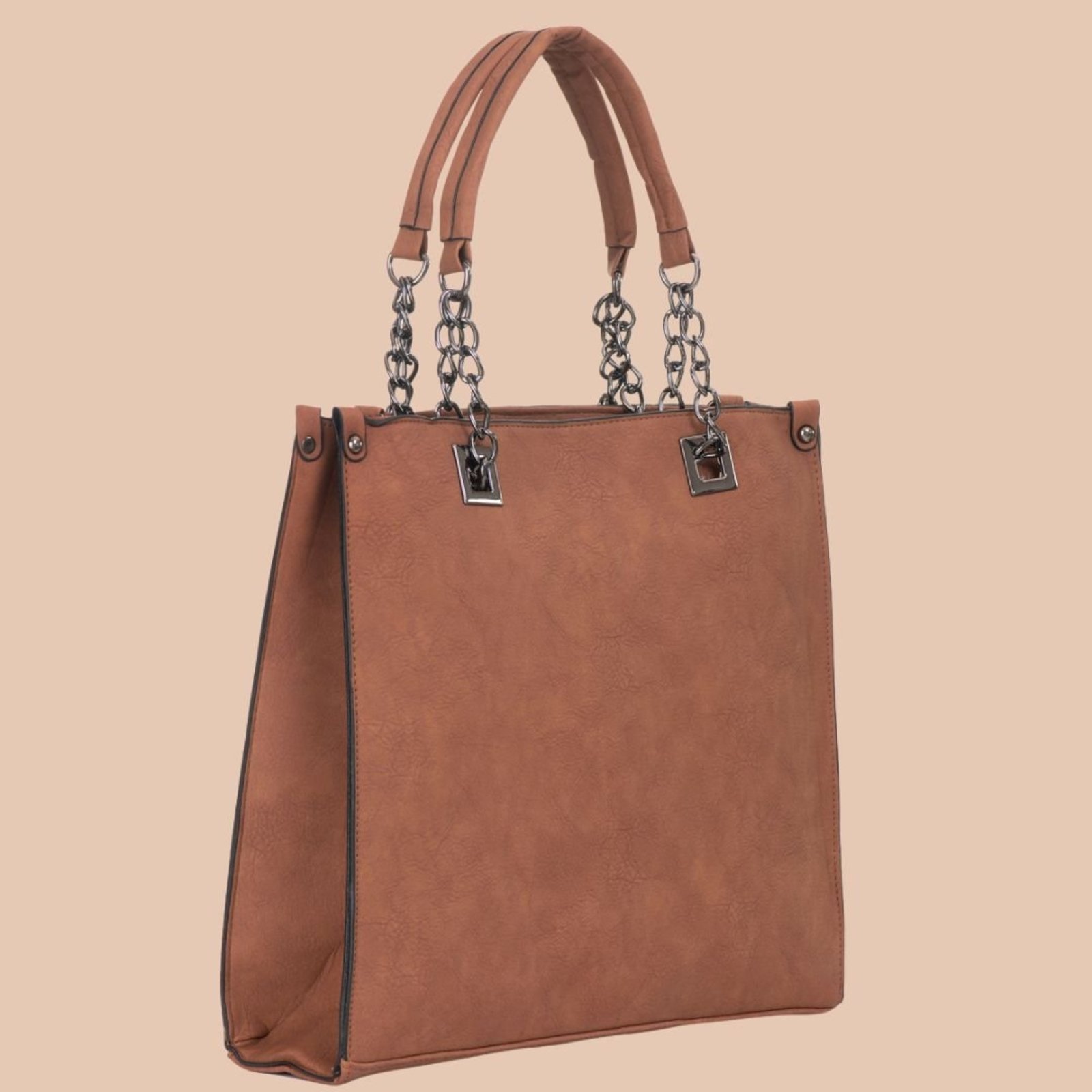 Bolsa Feminina Grande Transversal De Ombro Alça Corrente Star Shop Marrom
