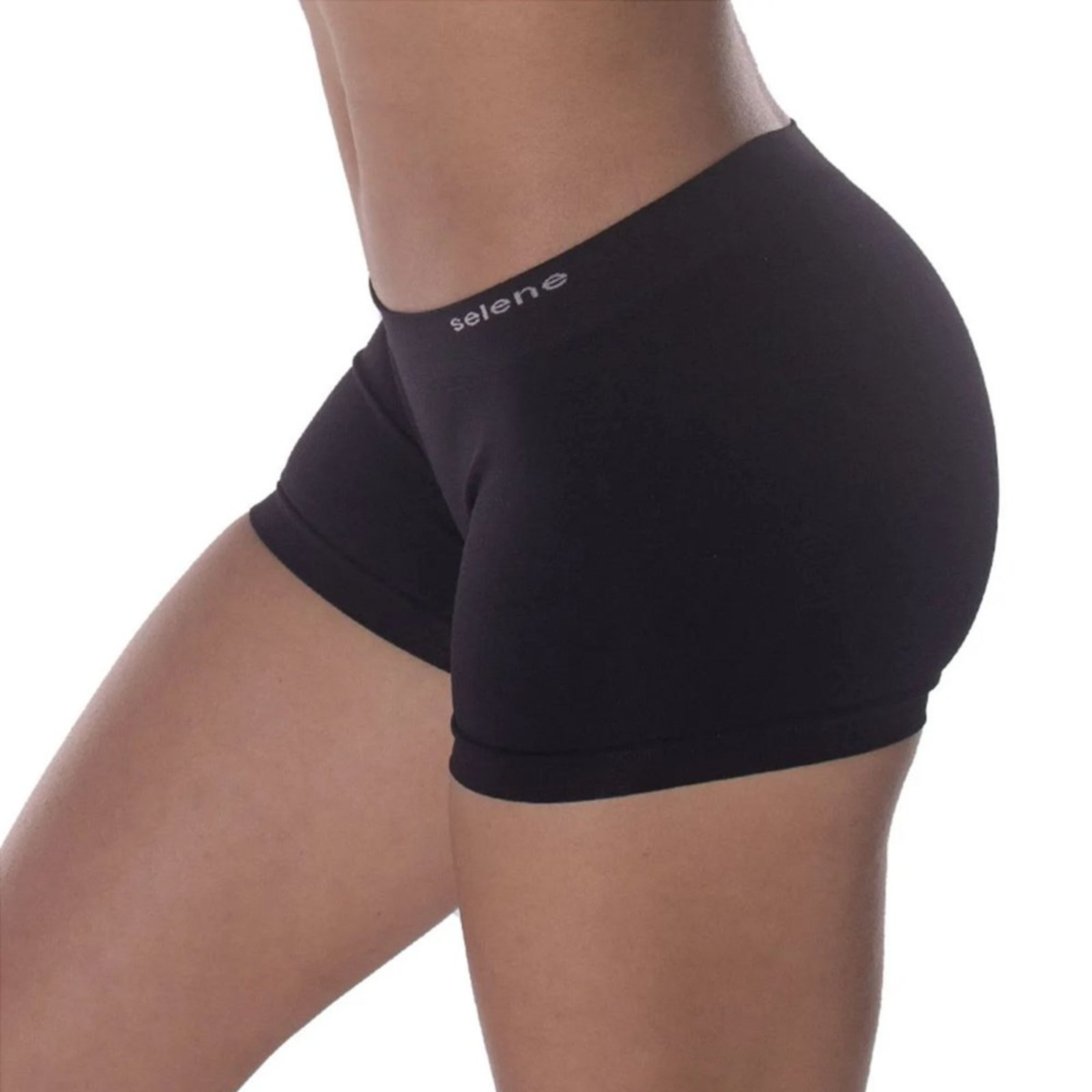 Vista 3 Calcinha Boxer Selene Sem Costura Feminina preto SELENE preto