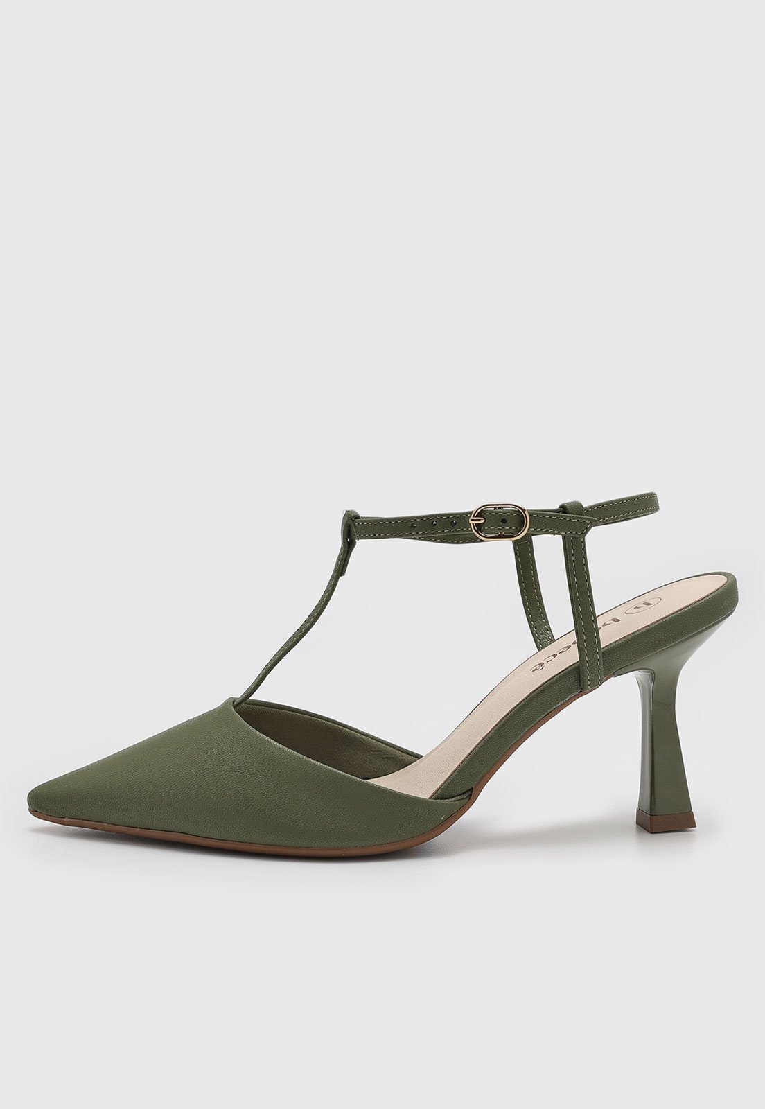 Vista 2 Scarpin Feminino cê Bico Fino Salto Baixo Geométrico BEBECÊ verde BEBECÊ verde