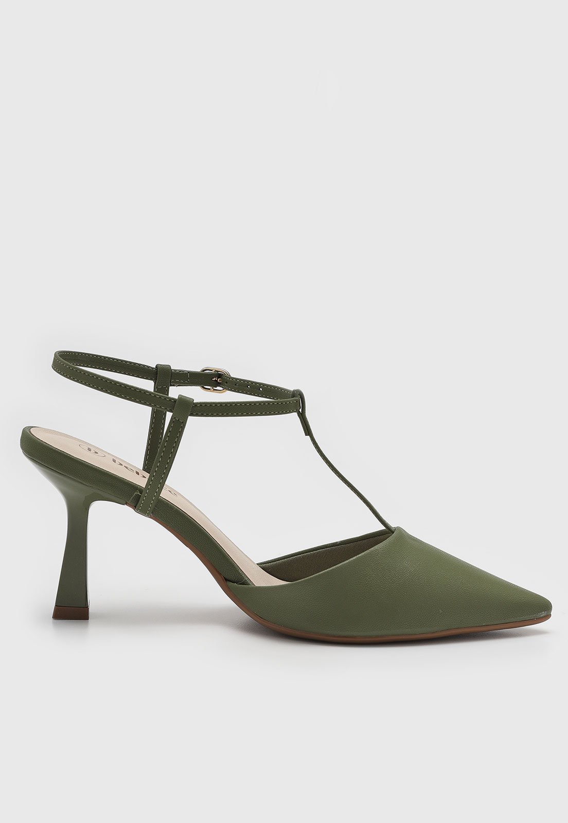 Vista 3 Scarpin Feminino cê Bico Fino Salto Baixo Geométrico BEBECÊ verde BEBECÊ verde