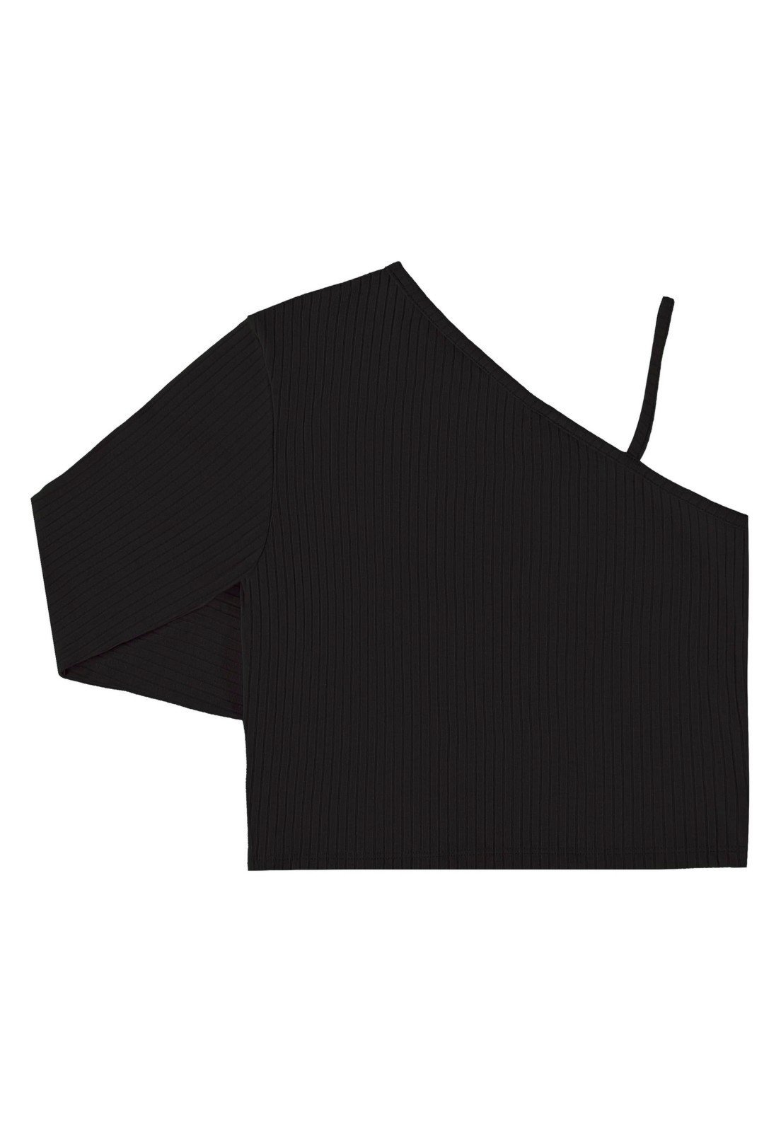 Vista 3 Infantil - Blusa Básica Manga Única em Ribana Canelada Juvenil Gloss preto Gloss preto