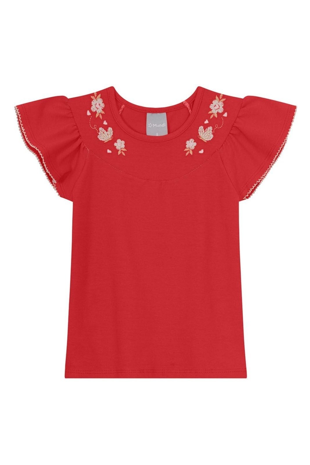 Vista 3 Infantil - Blusa menina com bordado de flores Mundi Brandili vermelho Brandili vermelho
