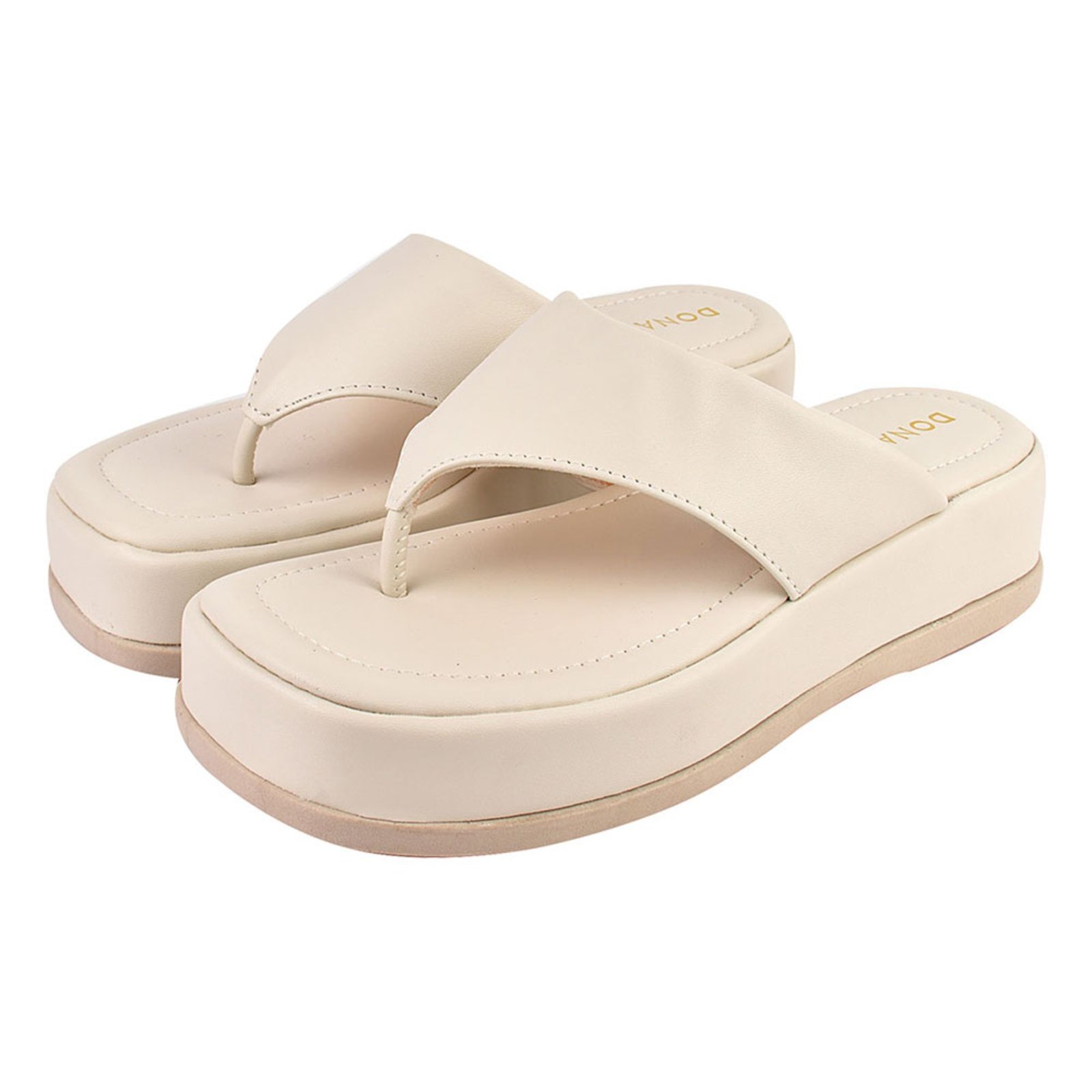 Sandália Plataforma Feminina Chinelo Donatella Shoes Macio Confortável Flatform Off White