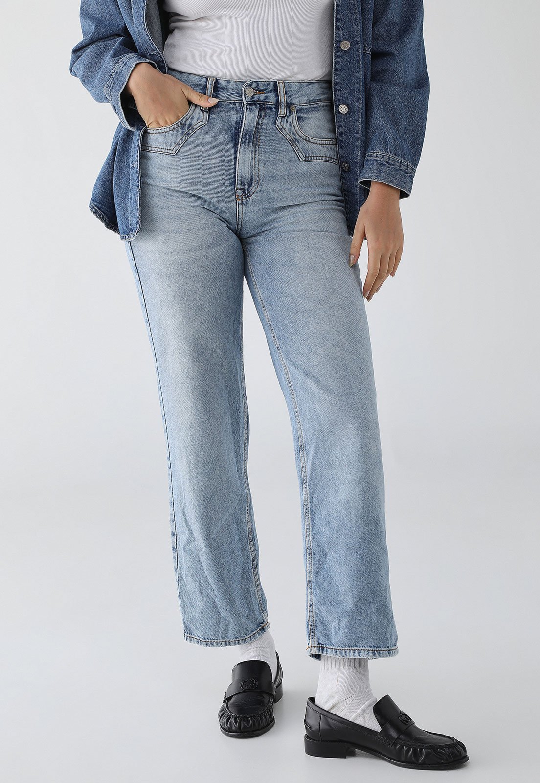 Calça Feminina Tommy Jeans Layla HR Slim Azul Claro