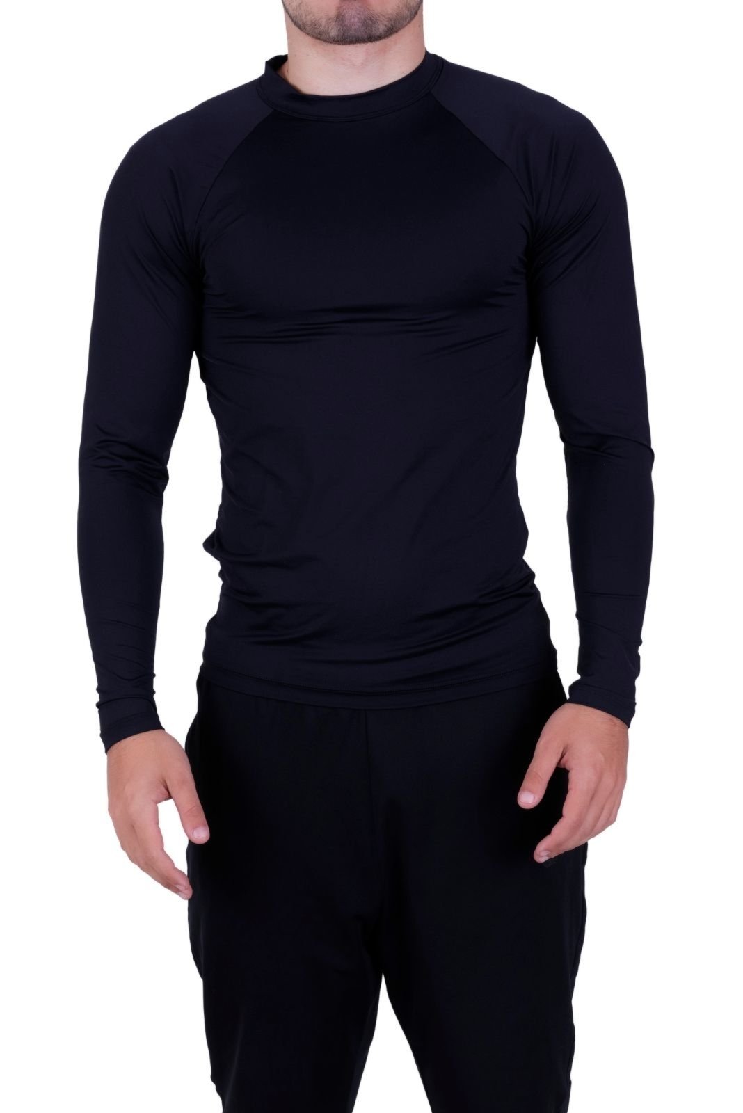 Blusa Térmica UV 50+ Proteção Solar Camisa para Academia Fitness Masculina Preto