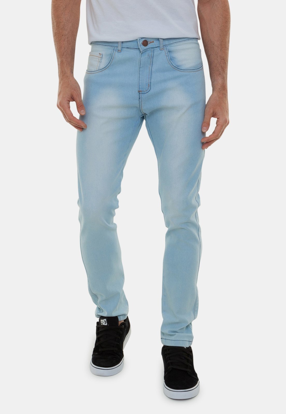 Calça Jeans Slim Délavé Masculina Versatti Dallas Azul