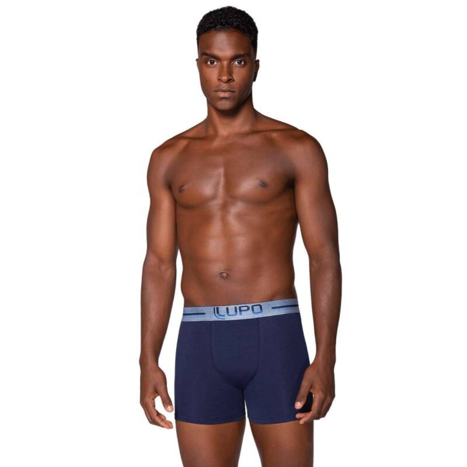 Vista 2 Cueca Lupo Boxer Algodão Cós Double Colors - Masculino azul Lupo azul