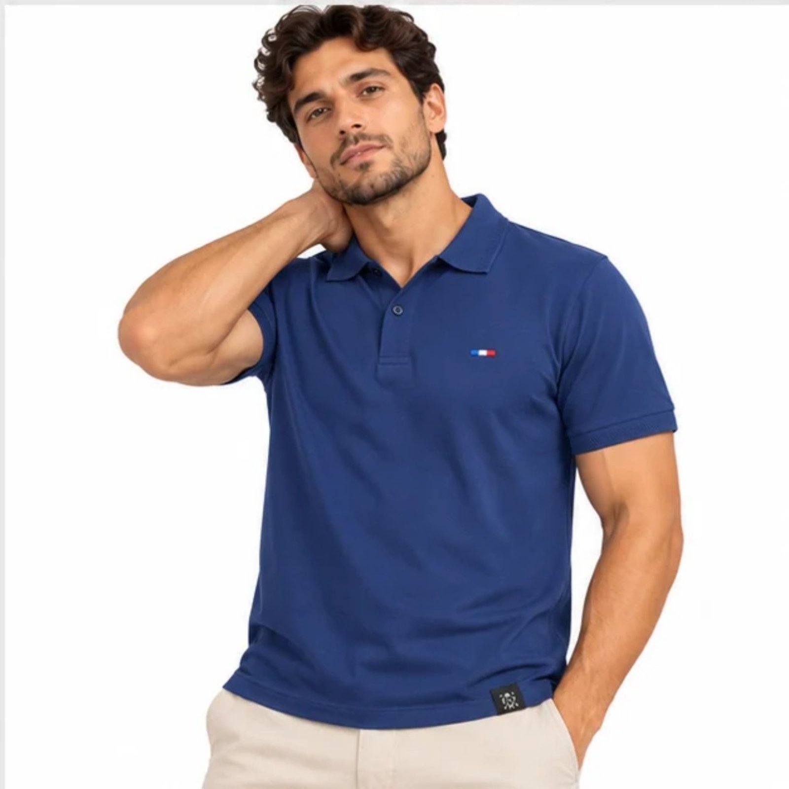 Camisa Polo Masculina FMF Bordado França Casual Premium Marinho