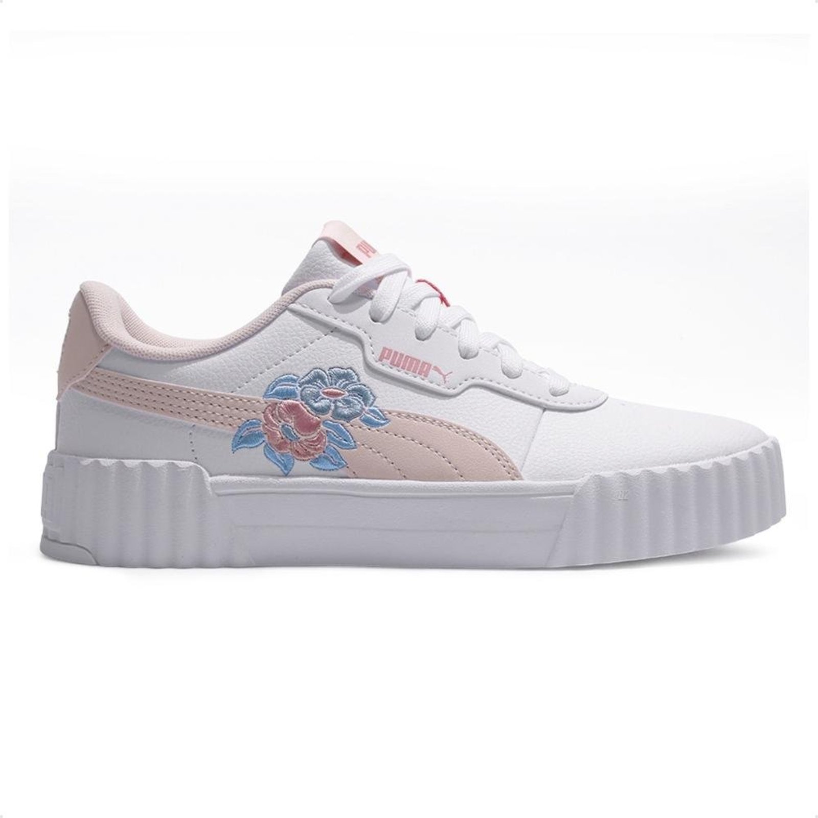Infantil - Tênis Puma Carina 3.0 Floral Juvenil Branco