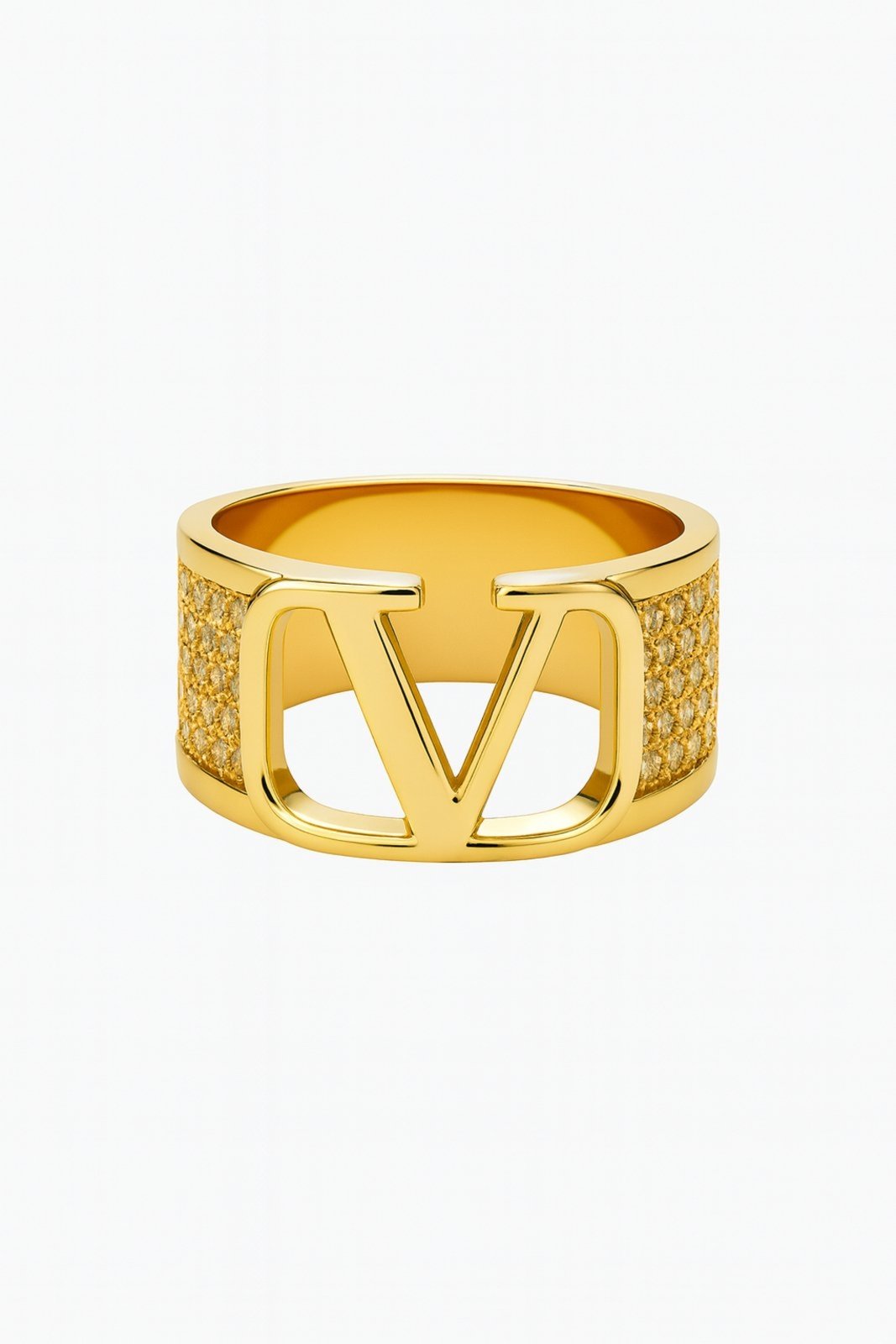 Anel Vih Triny Leva V Cravejado Banhado a Ouro Dourado