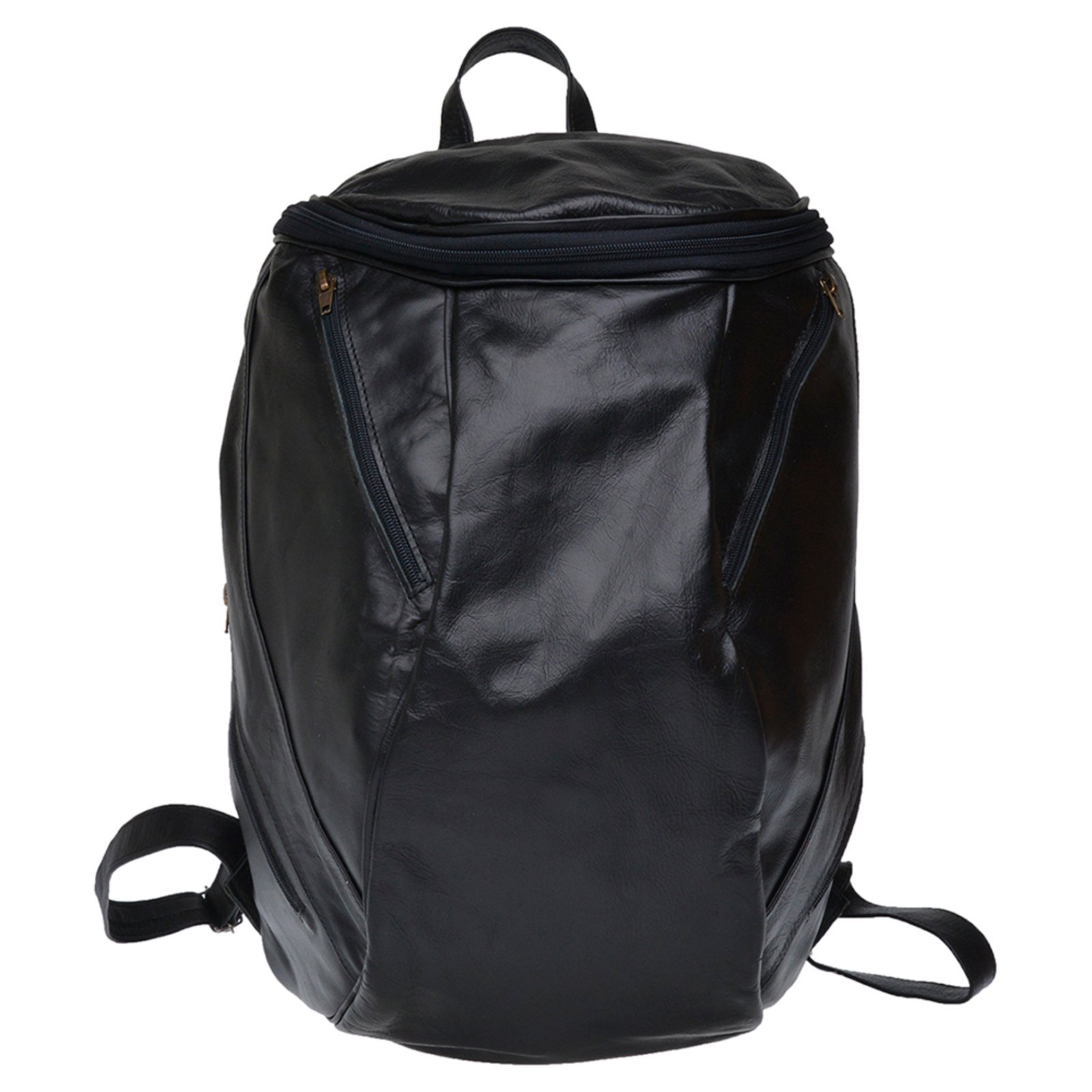 Mochila masculina Malbork couro preto com zíper superior MOC03_P