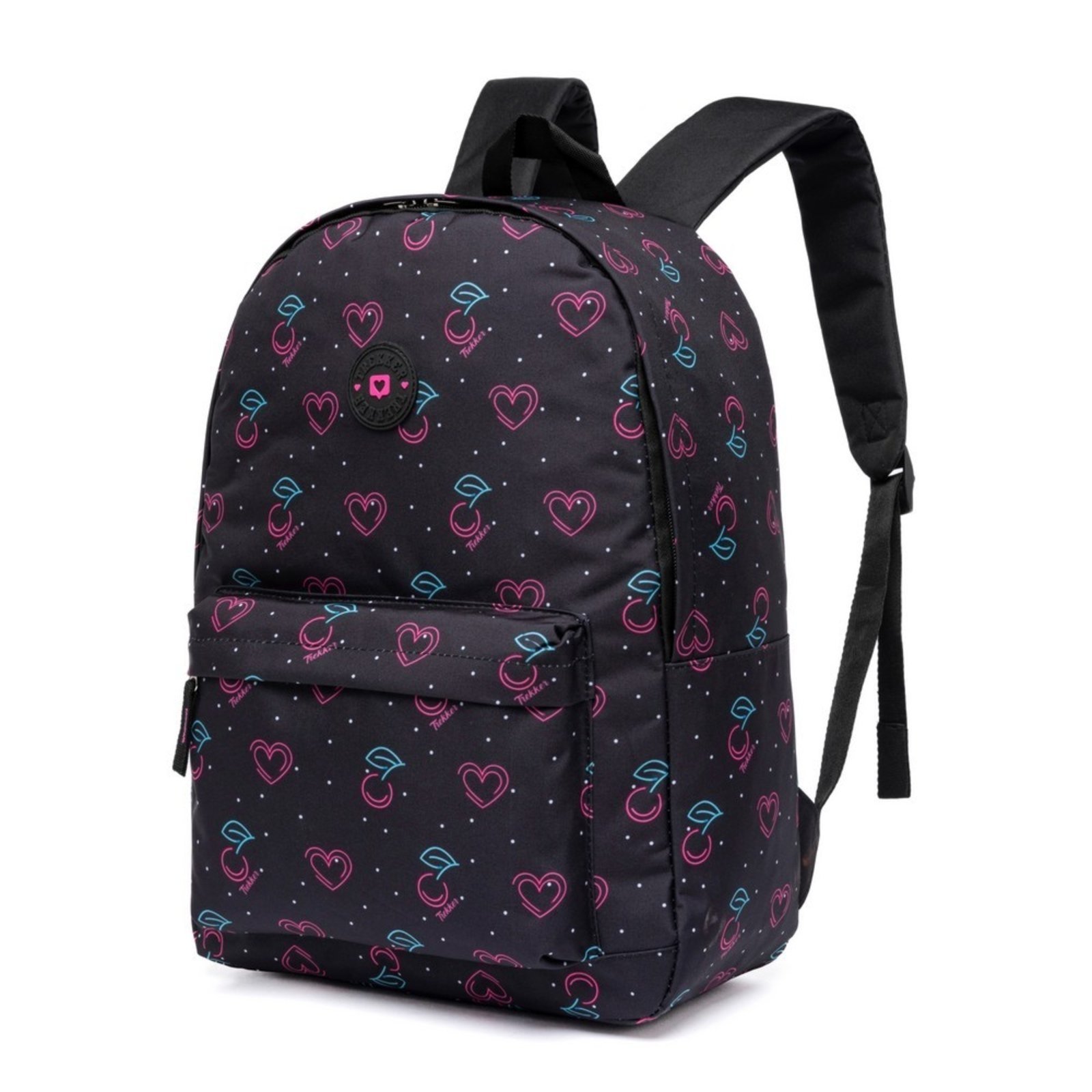 Vista 3 Mochila Escolar Feminina Resistente Faculdade Estojo Moderno Espaçoso TREKKER preto/rosa TREKKER preto/rosa