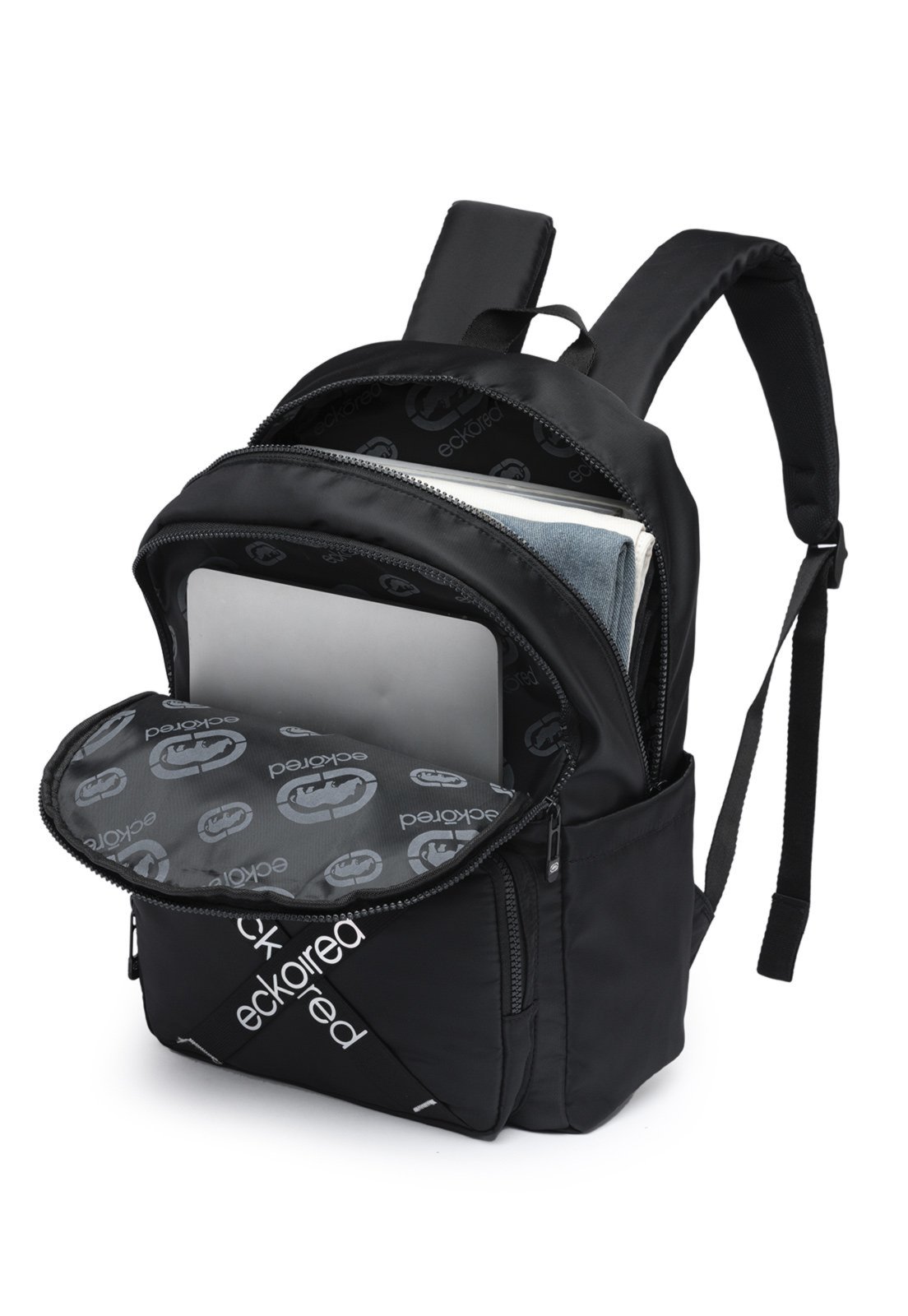 Vista 3 Mochila Feminina Ecko Bolsa Casual Notebook Faculdade Passeio Reforçada preto Ecko preto