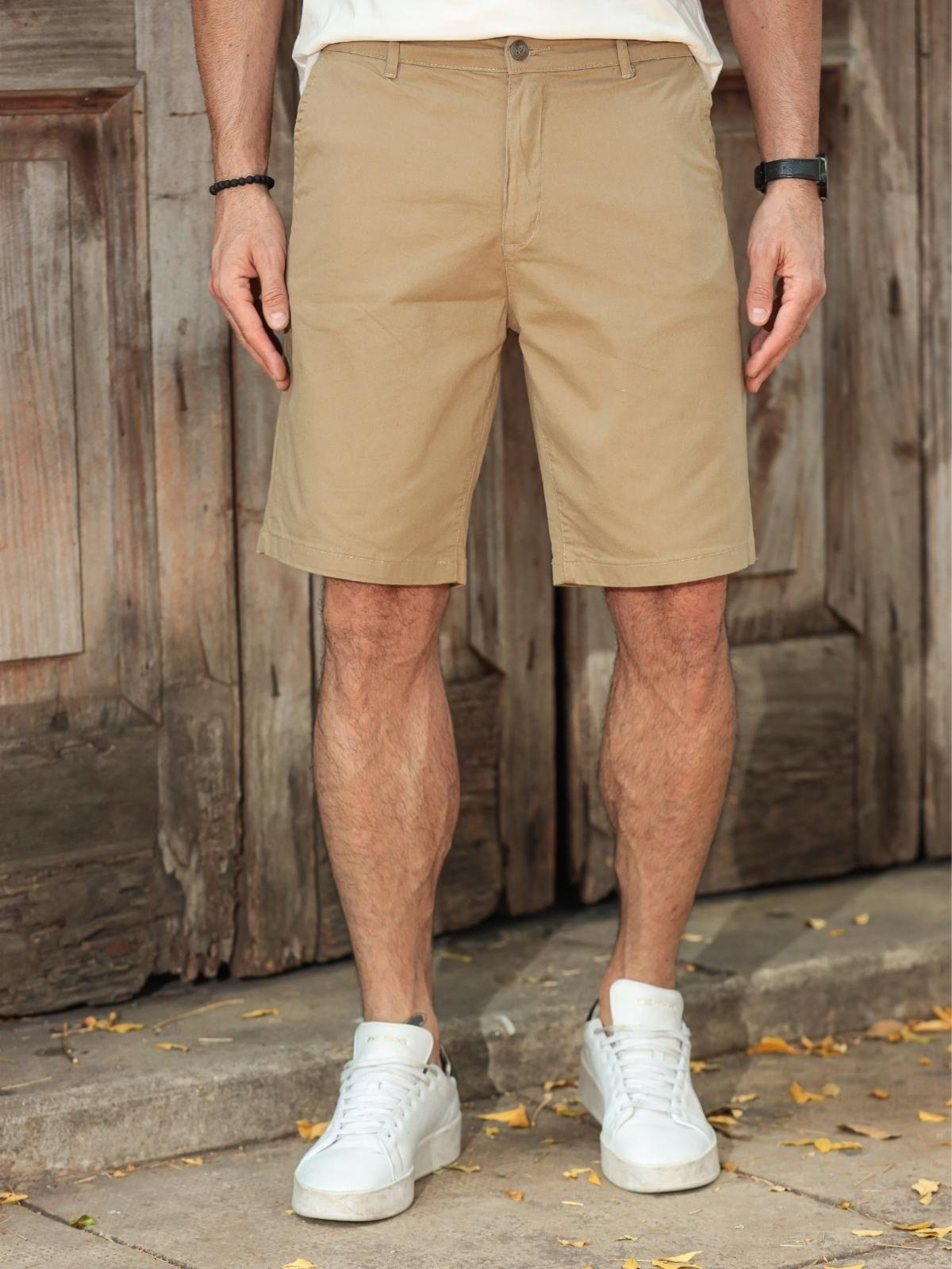 Bermuda Sarja Masculina Reduzy Alfaiataria Bege
