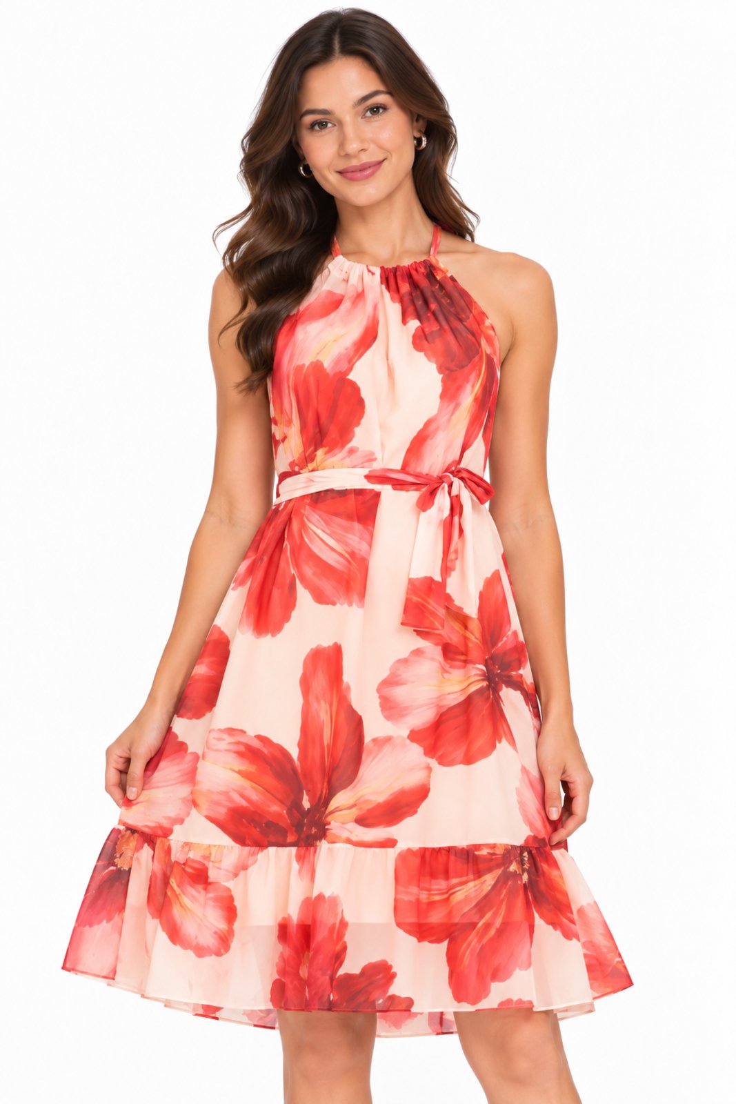 Vestido Midi Estampado Frente Única D Bell Outlet Fashion Estampa Tule