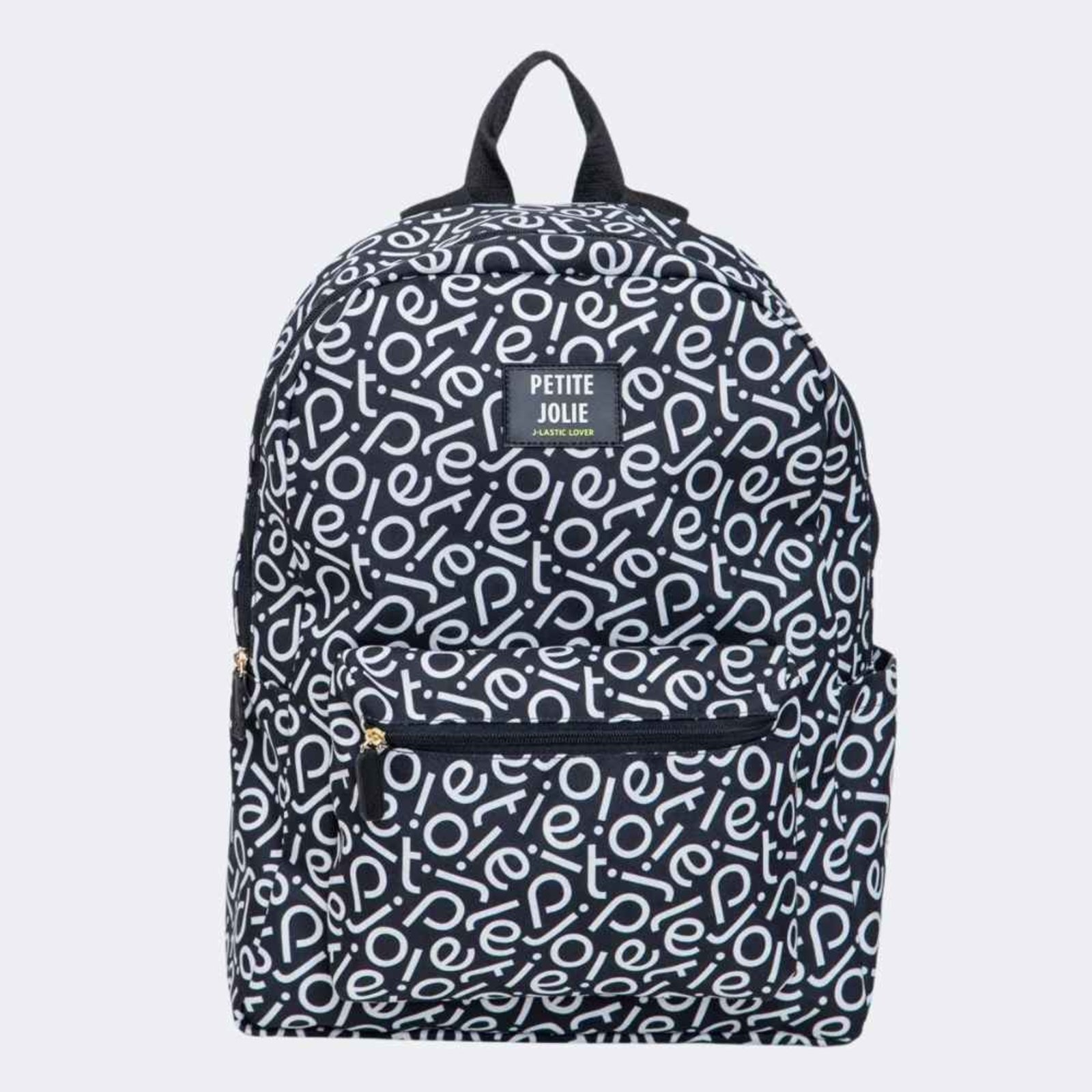 Mochila Feminina Logo PJ Preto Branco Petite Jolie PJ11055II