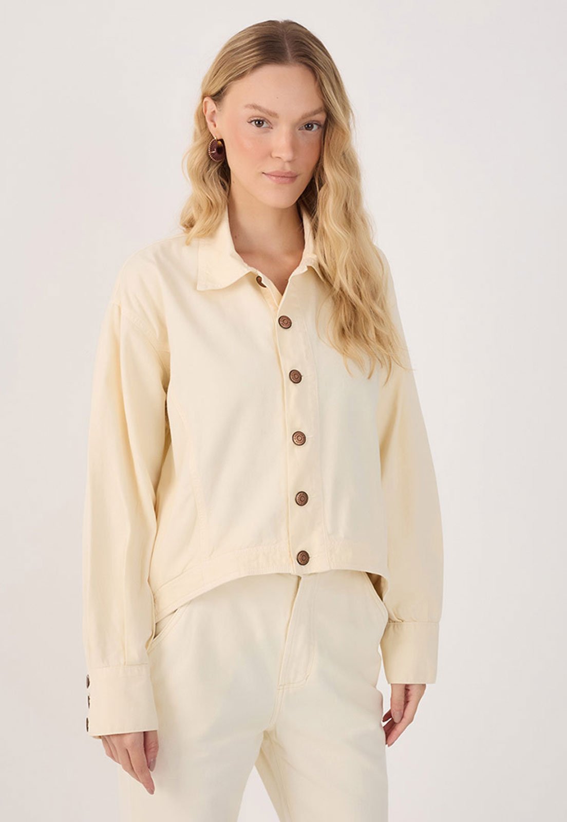 Vista 3 Camisa Sarja Dress To Reta Assimétrica Amarela amarelo amarelo
