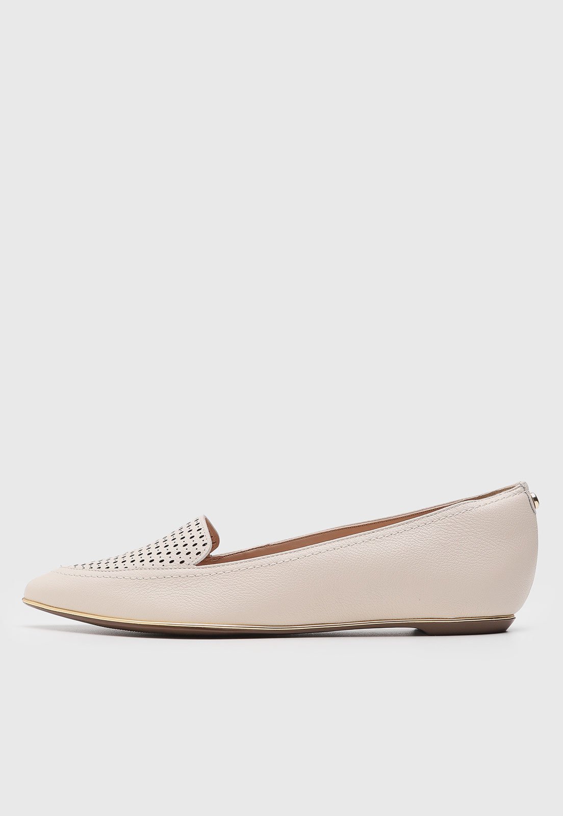 Vista 2 Sapatilha Feminina Jorge Bischoff Recorte Bico Fino Off-White off-white white Jorge Bischoff off-white white
