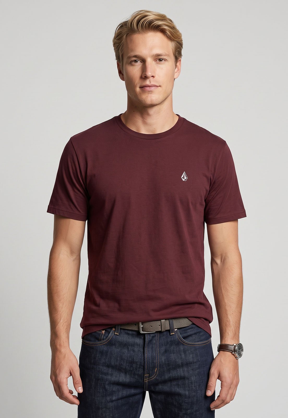 Camiseta Masculina Volcom Silk Stone Blanks Vinho