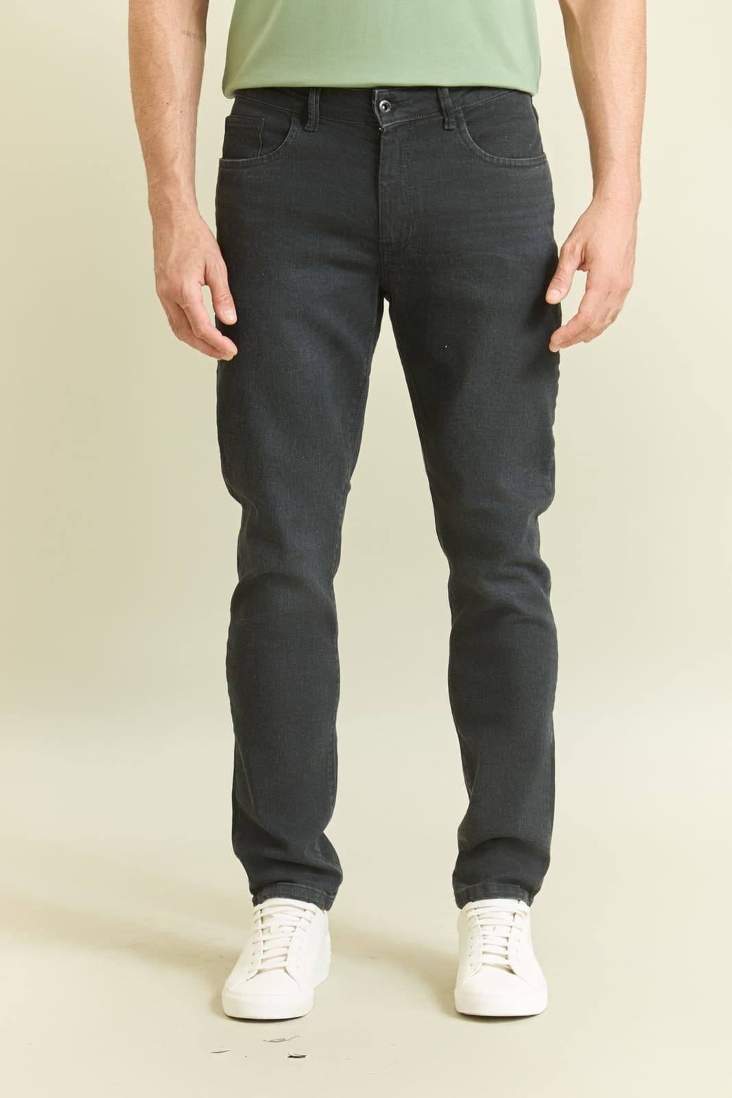 Calça Jeans Slim Masculina Preta Dialogo com Elastano