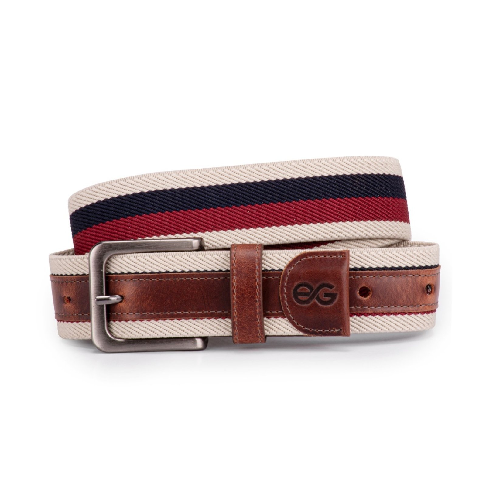 Cinto Masculino Confortavél Couro Legítimo com elástico Plus Size Ello Griff Listrado/whisky