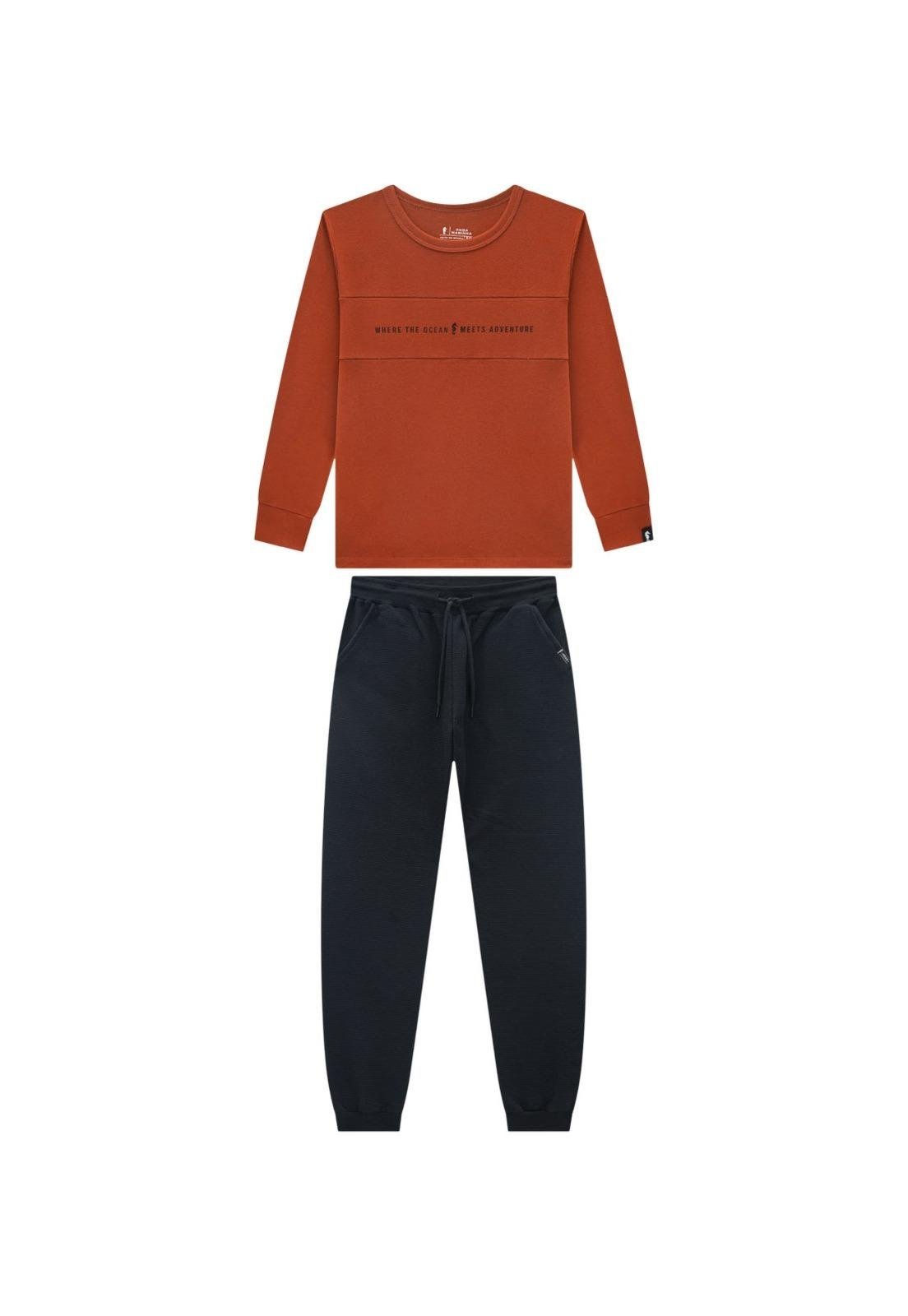 Infantil - Conjunto Calça Menino Onda Marinha 10 Laranja