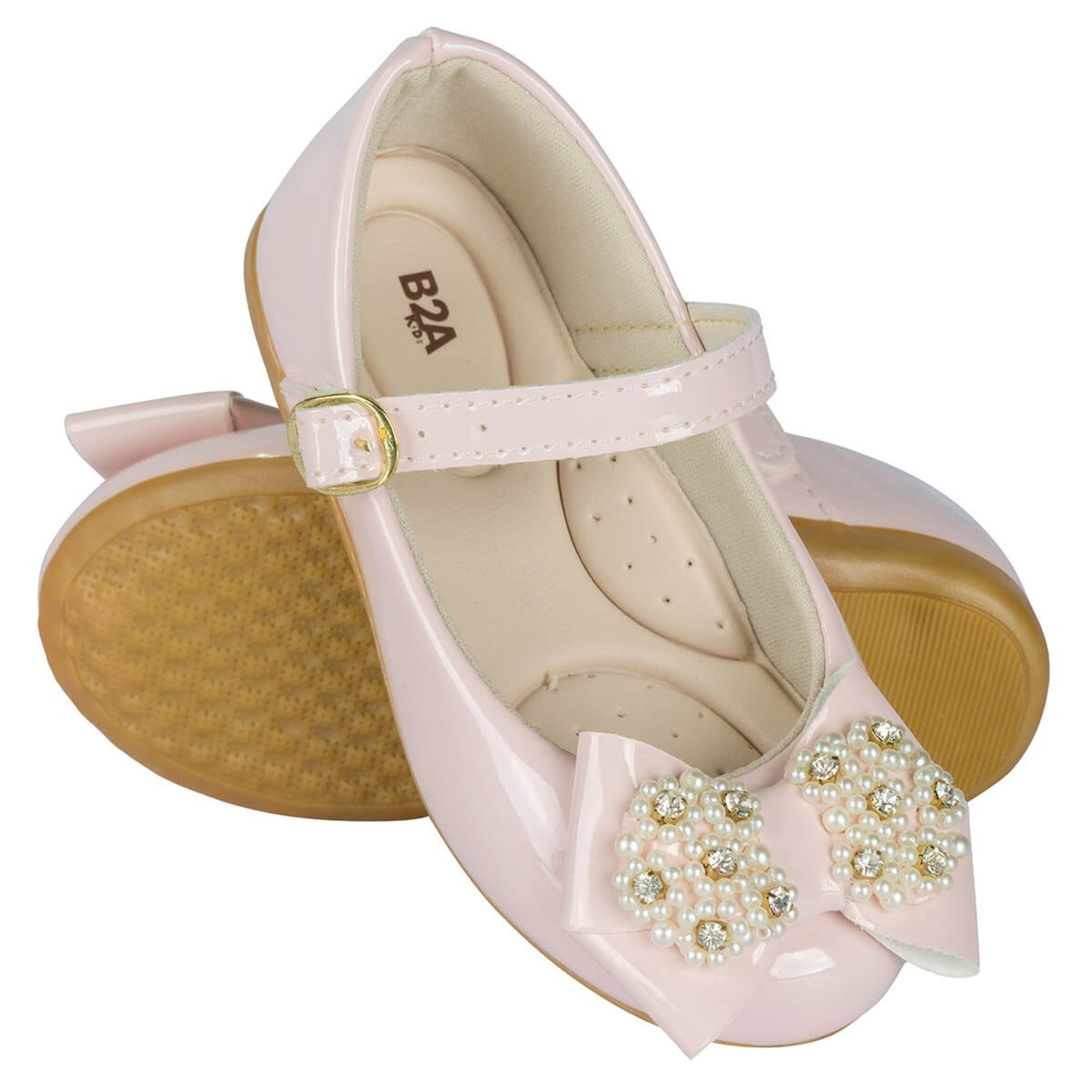 Infantil – Sapatilha Menina B2a Festa Laço com Pérolas Rosa