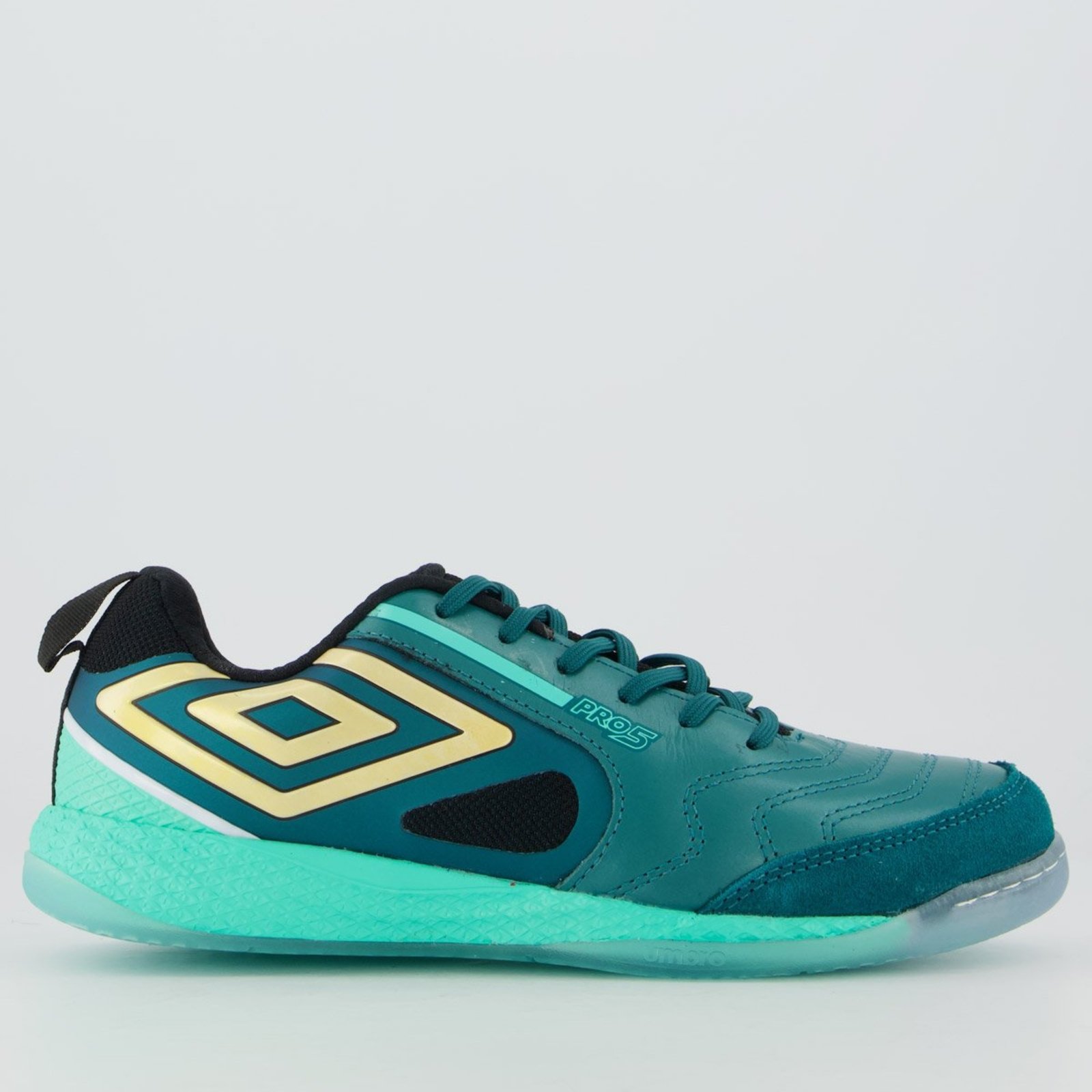 Chuteira Umbro Pro 5 Bump Futsal Preta e Verde