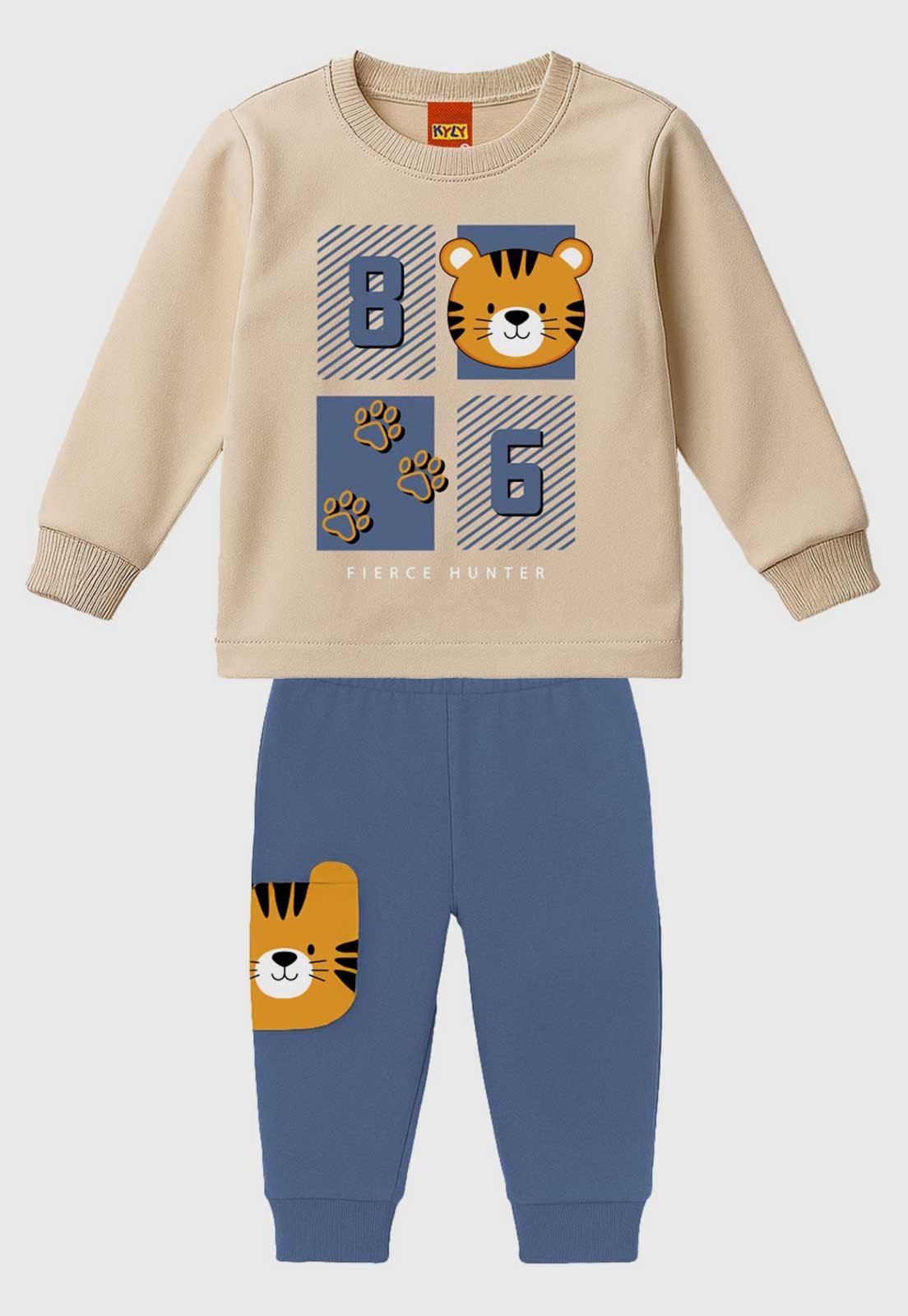 Conjunto Kyly Estampa Tigre Bege
