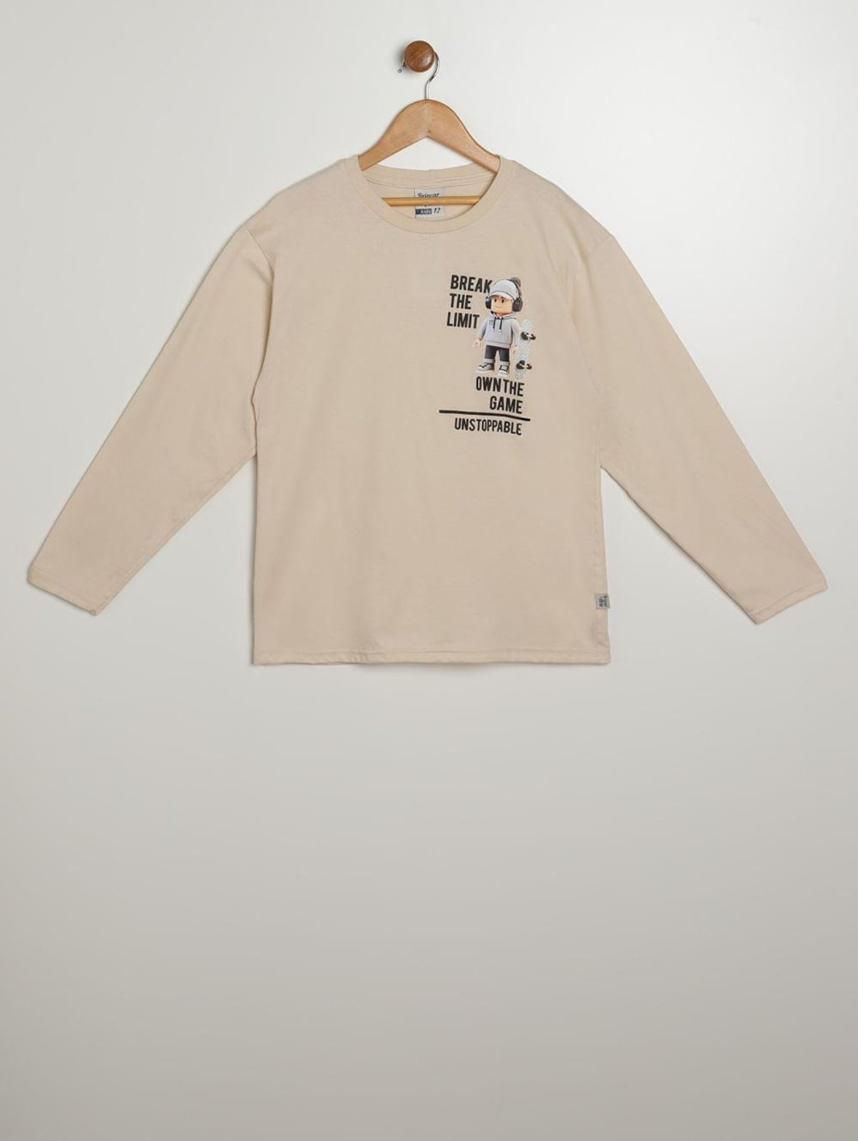 Infantil - Camiseta Manga Longa Juvenil Para Menino - BEGE