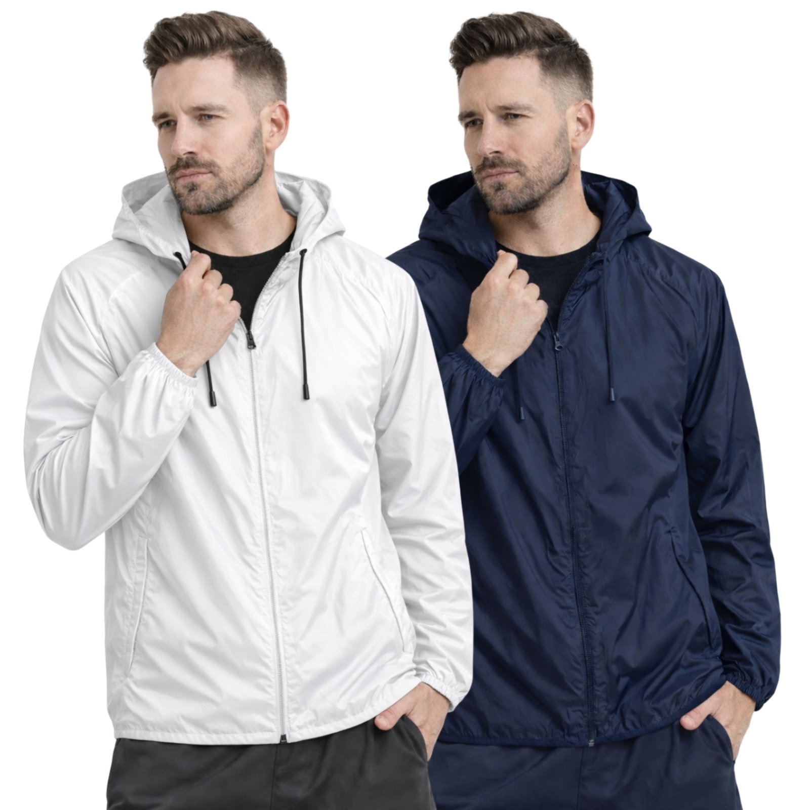 Kit 2 Jaqueta Corta Vento Impermeável Masculino Leve e Confortável Estilo Casual Liso