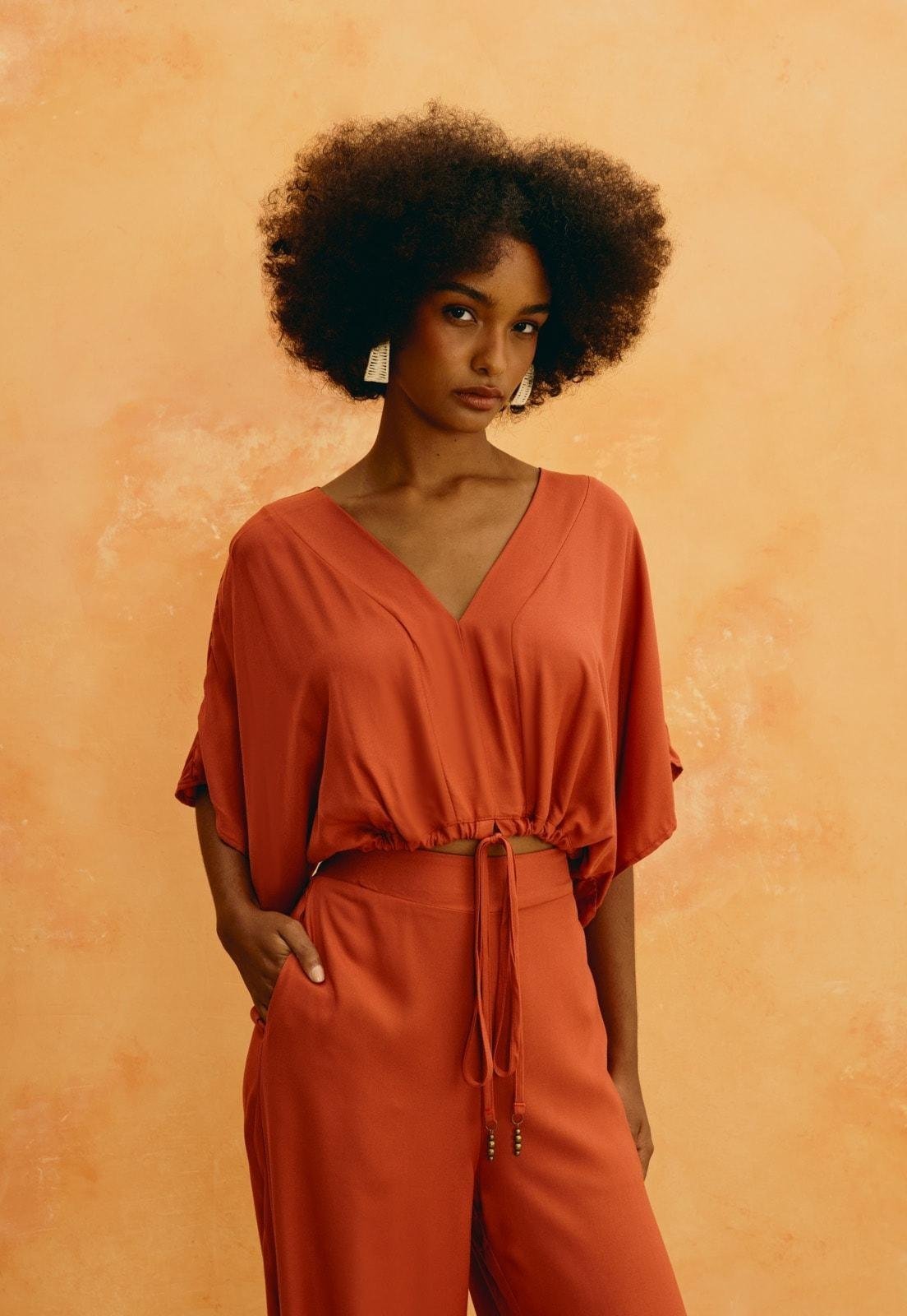 Blusa Kimono Lisa Laranja