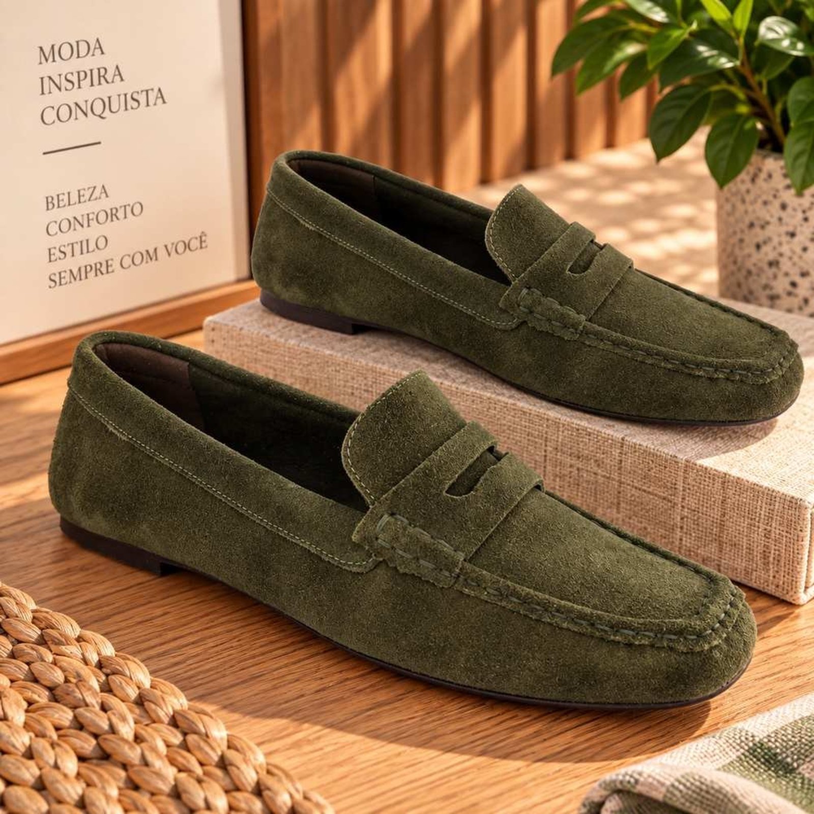 Mocassim Feminino Em Couro Legítimo Confortável Elegante Casual Elegante Estilo Clássico Maria Paula Musgo