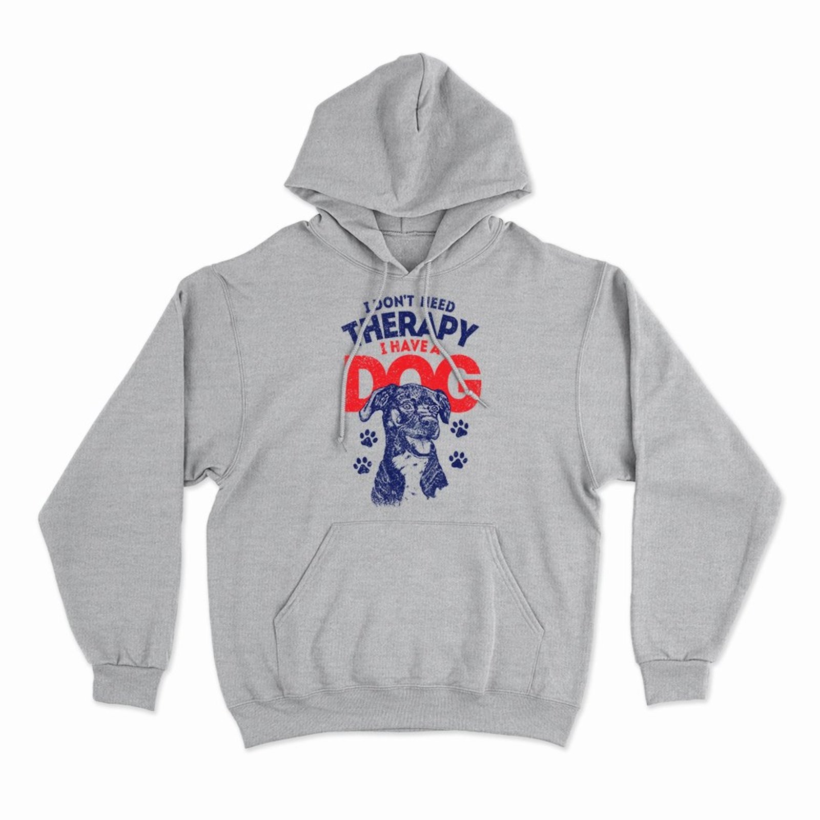 Moletom Com Capuz Therapy Dog - Mescla Cinza - Casual - Studio Geek