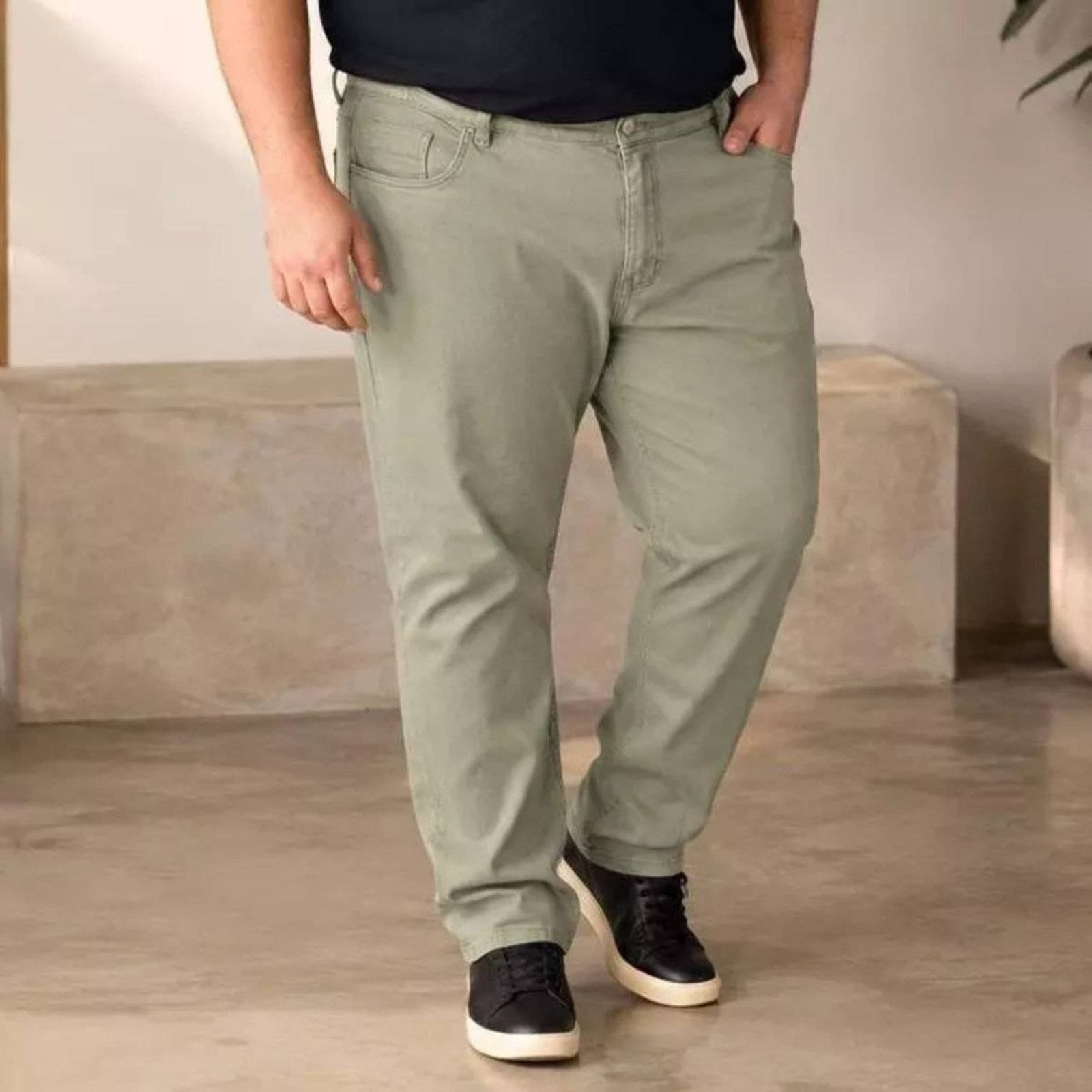 Calça Verde Sarja Plus Size Masculina Alleppo Jeans