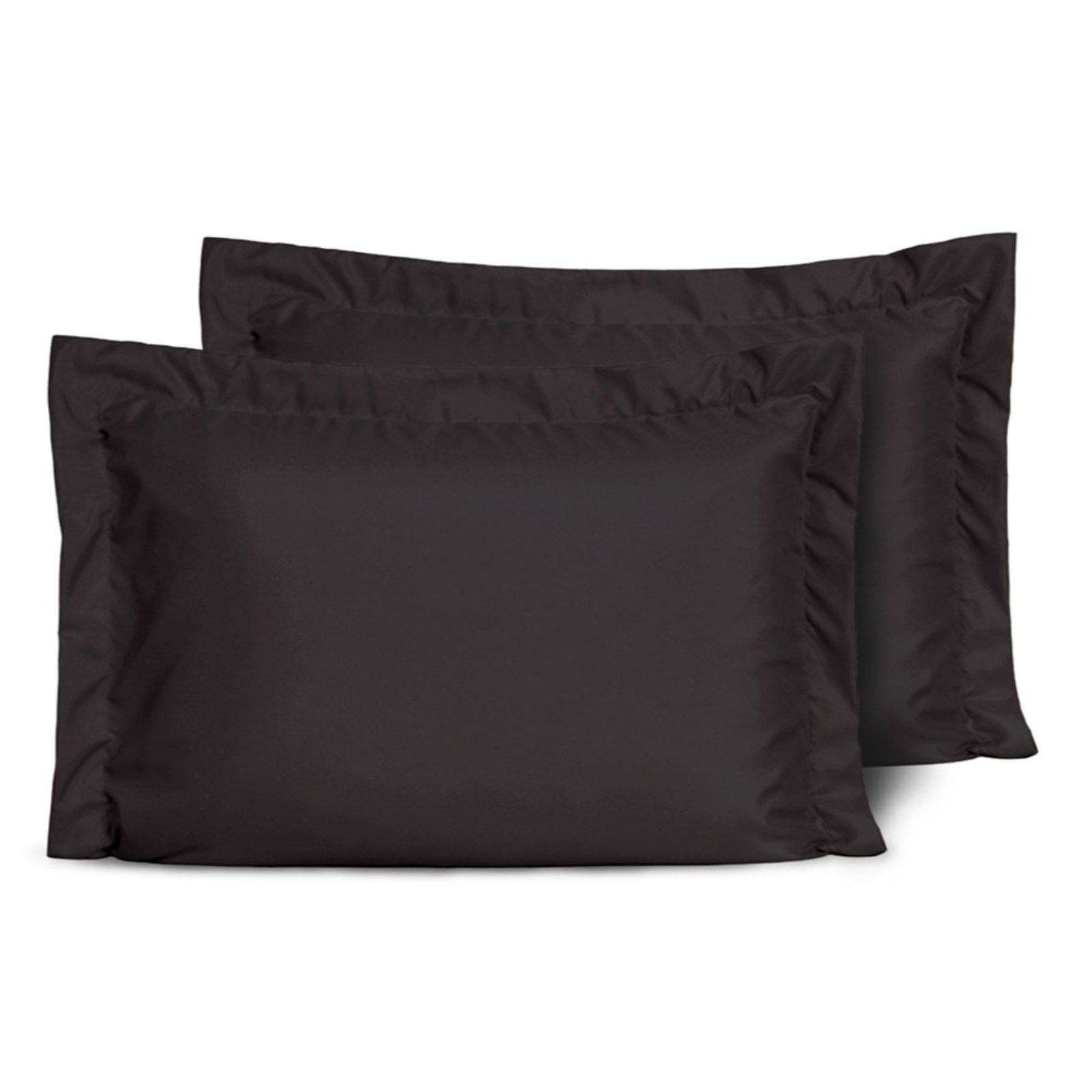 Kit 2 Fronhas Slim com 3 Abas Casa Modelo Enxovais 50cm x 70cm Micropercal 200 Fios Preto