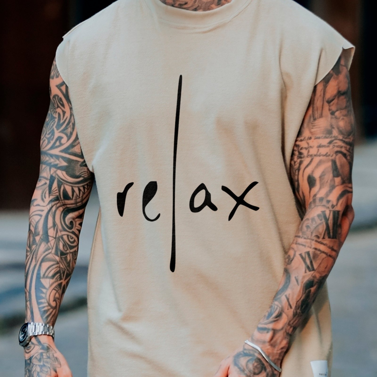 Camiseta Regata Machão Relax Estilo Casual Street Style Off White