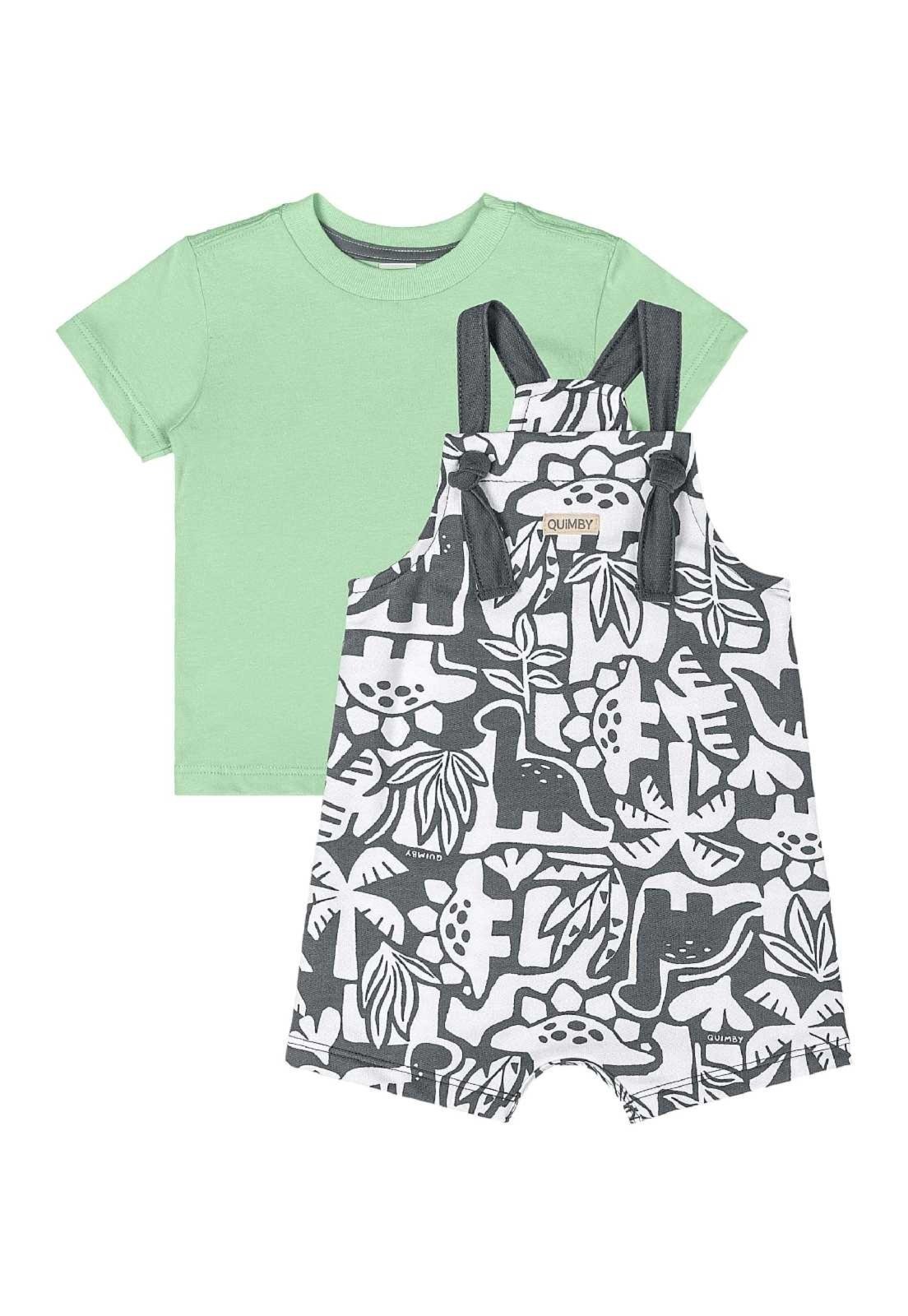 Infantil – Conjunto Camiseta e Jardineira Quimby Verde