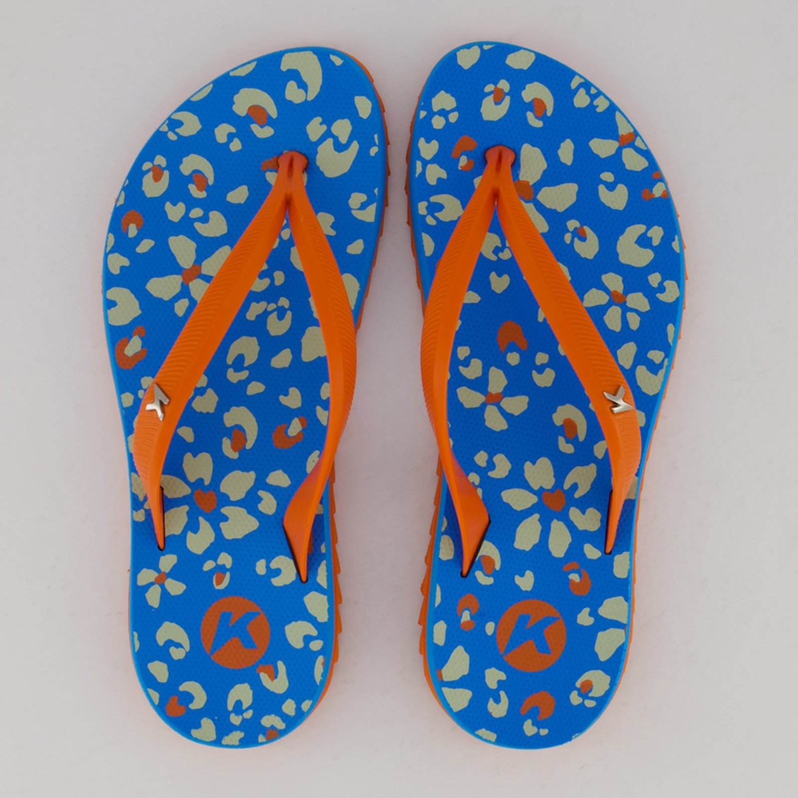 Chinelo Kenner Ibiza Pro Maresia Feminino Azul e Laranja