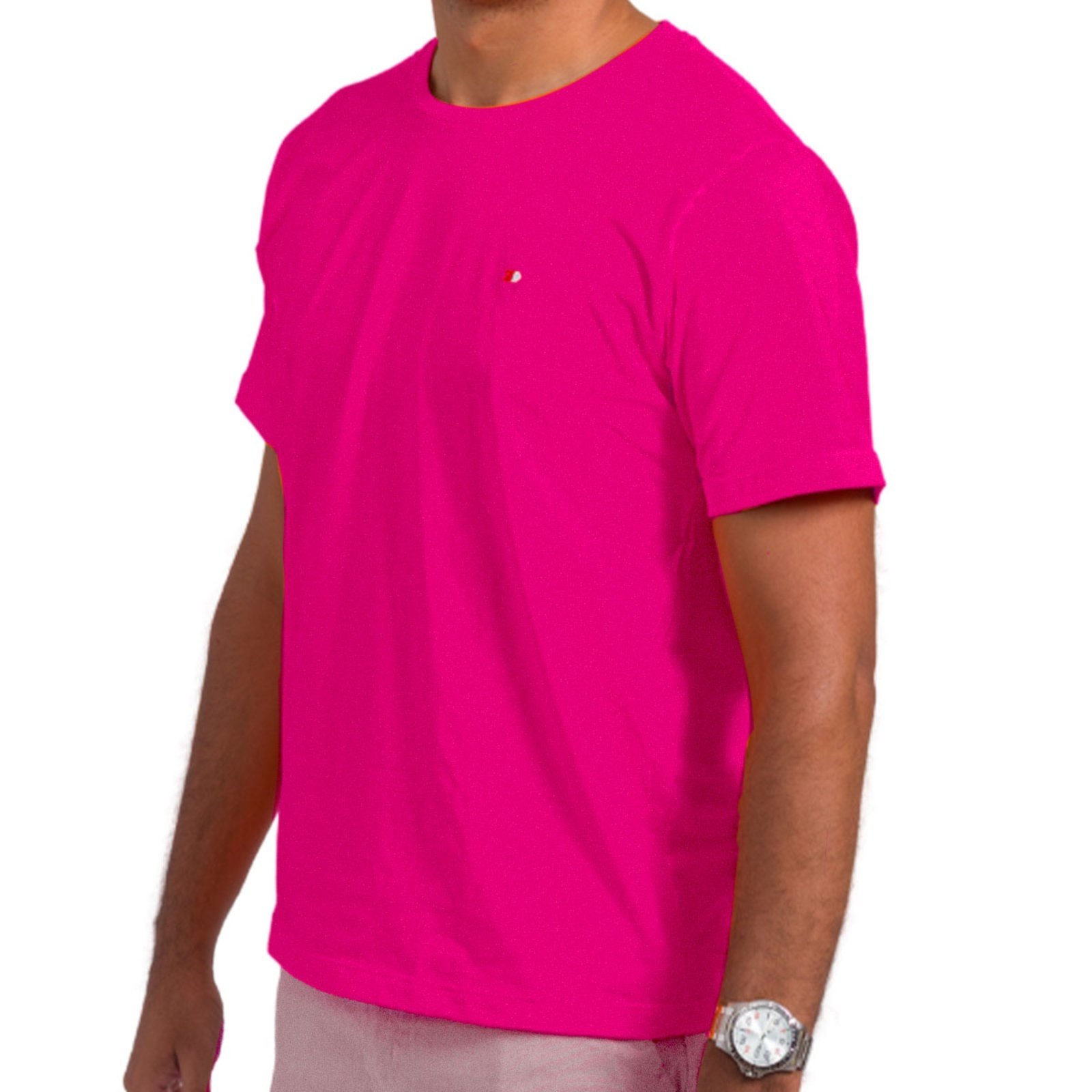 Vista 3 Camiseta Algodão Sandrini Masculina Básica rosa Sandrini rosa